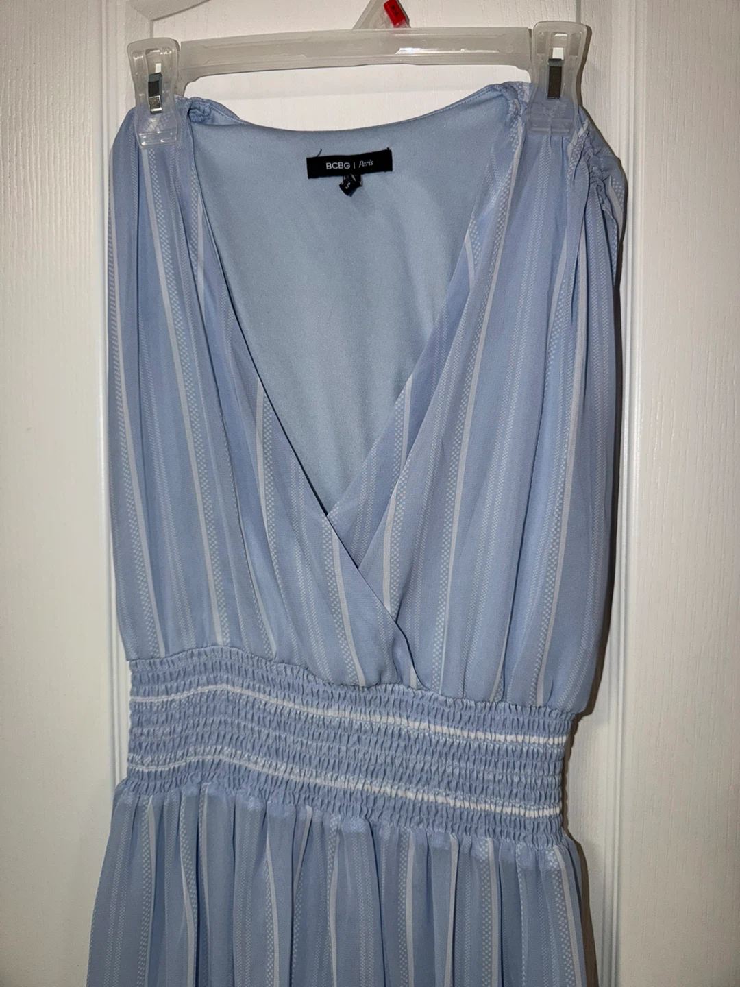 BCBG Paris Light Blue Striped Dress - Size L - photo 2