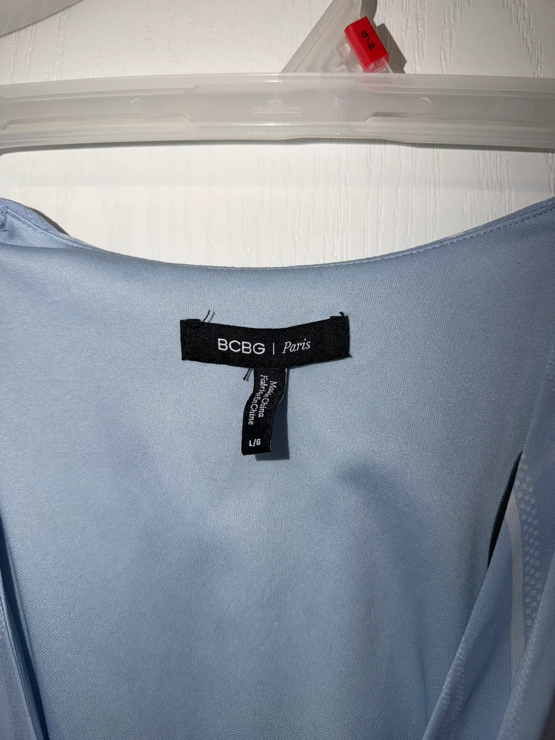 BCBG Paris Light Blue Striped Dress - Size L - photo 3