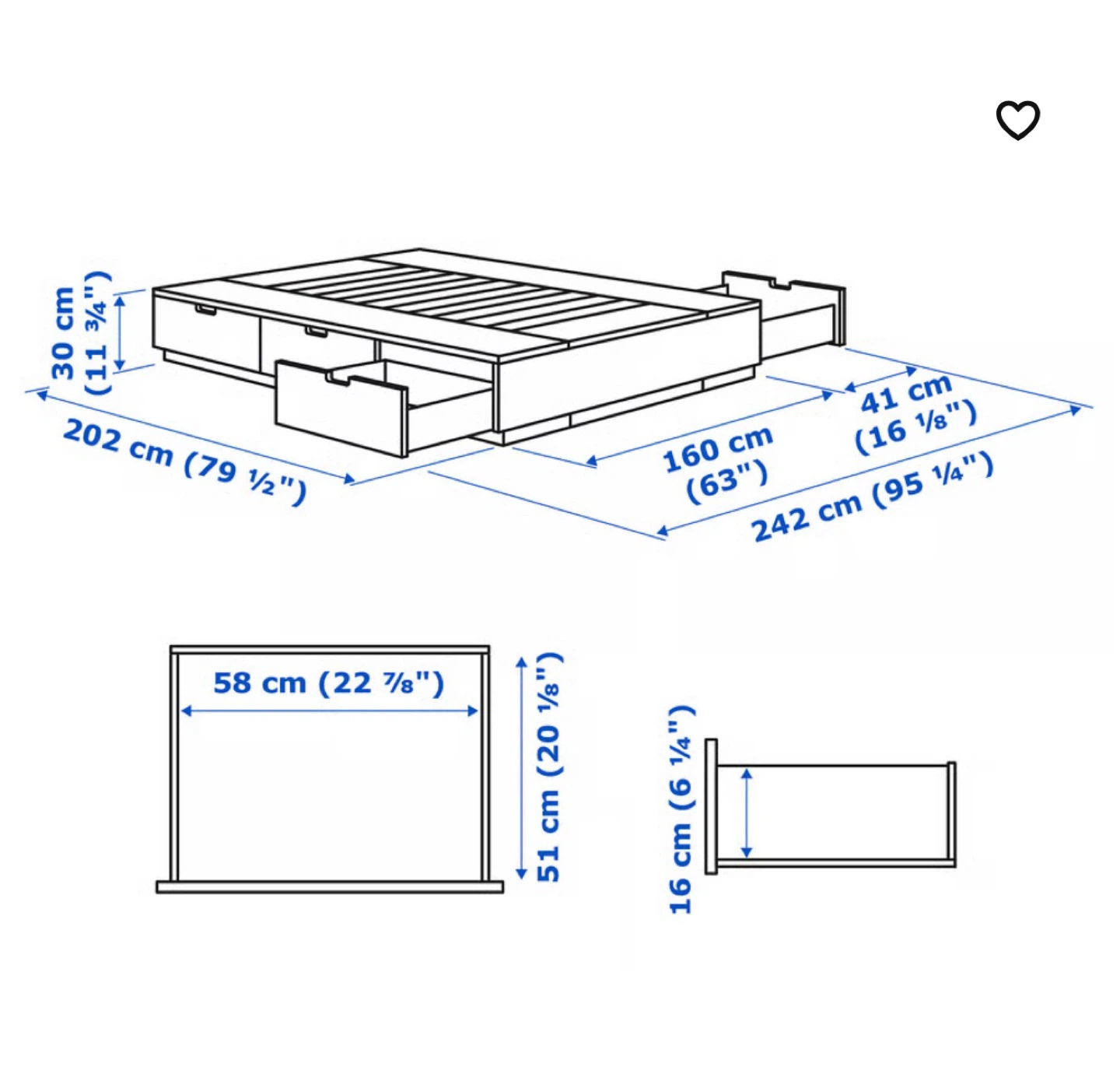 IKEA NORDLI Bed Frame with Storage Drawers - photo 2