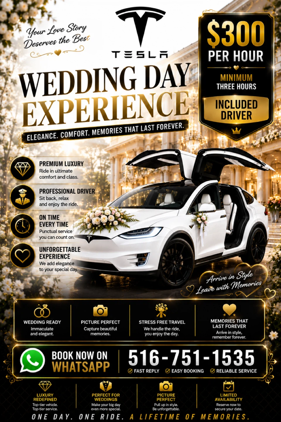 💒👰‍♀️Tesla Wedding Day Experience - Luxury Transportation