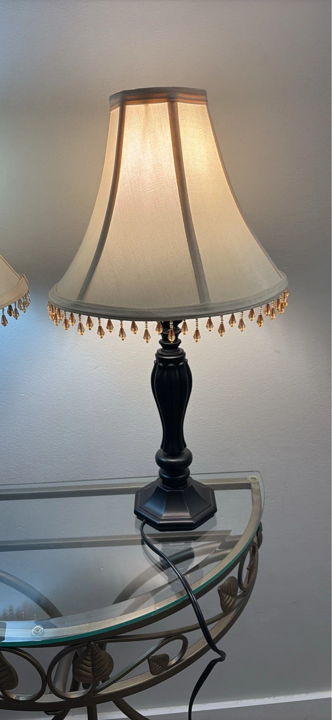 Set of 2 table lamps with beaded trim - photo 3