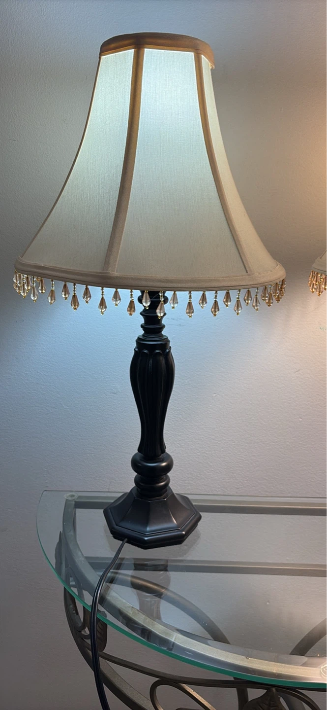 Set of 2 table lamps with beaded trim - photo 2