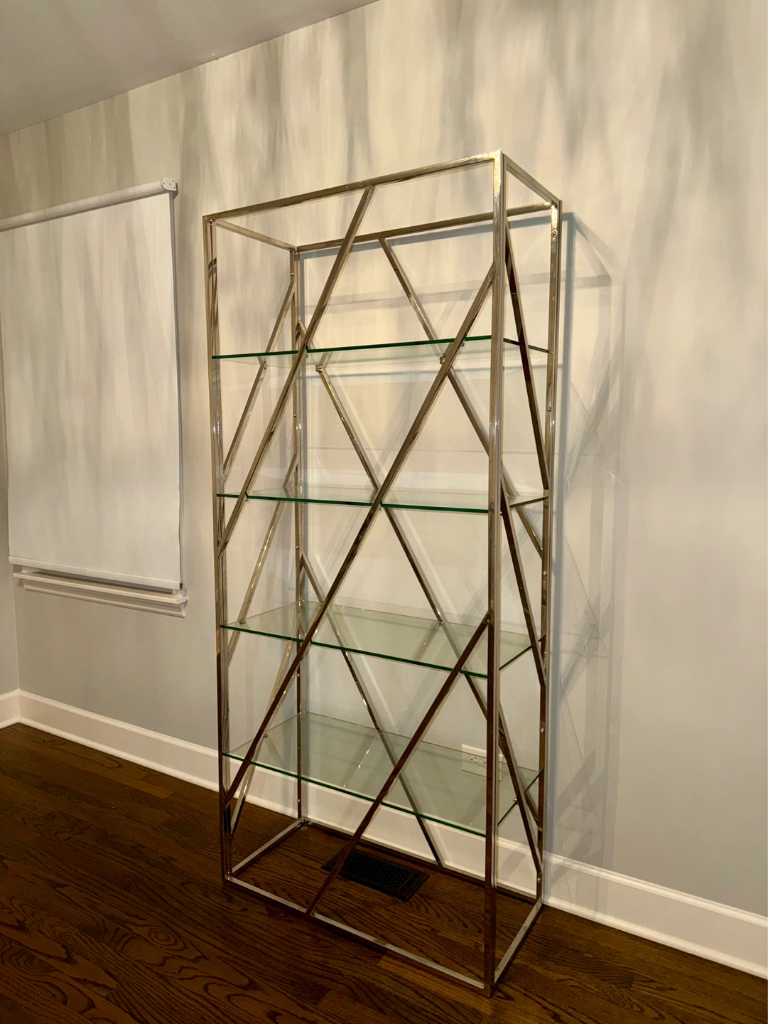 Modern Glass & Chrome Console Table + Matching Display Shelf Set - photo 3