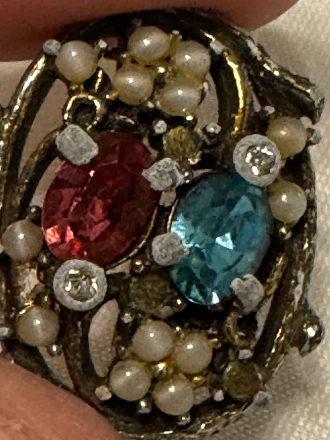 Vintage Rhinestone Earrings with Faux Pearls - photo 4