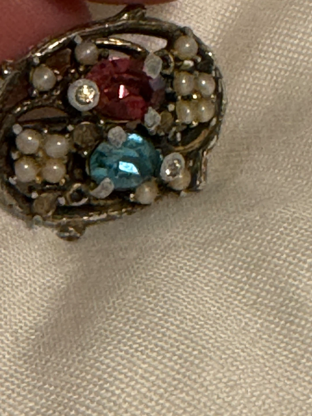 Vintage Rhinestone Earrings with Faux Pearls - photo 3