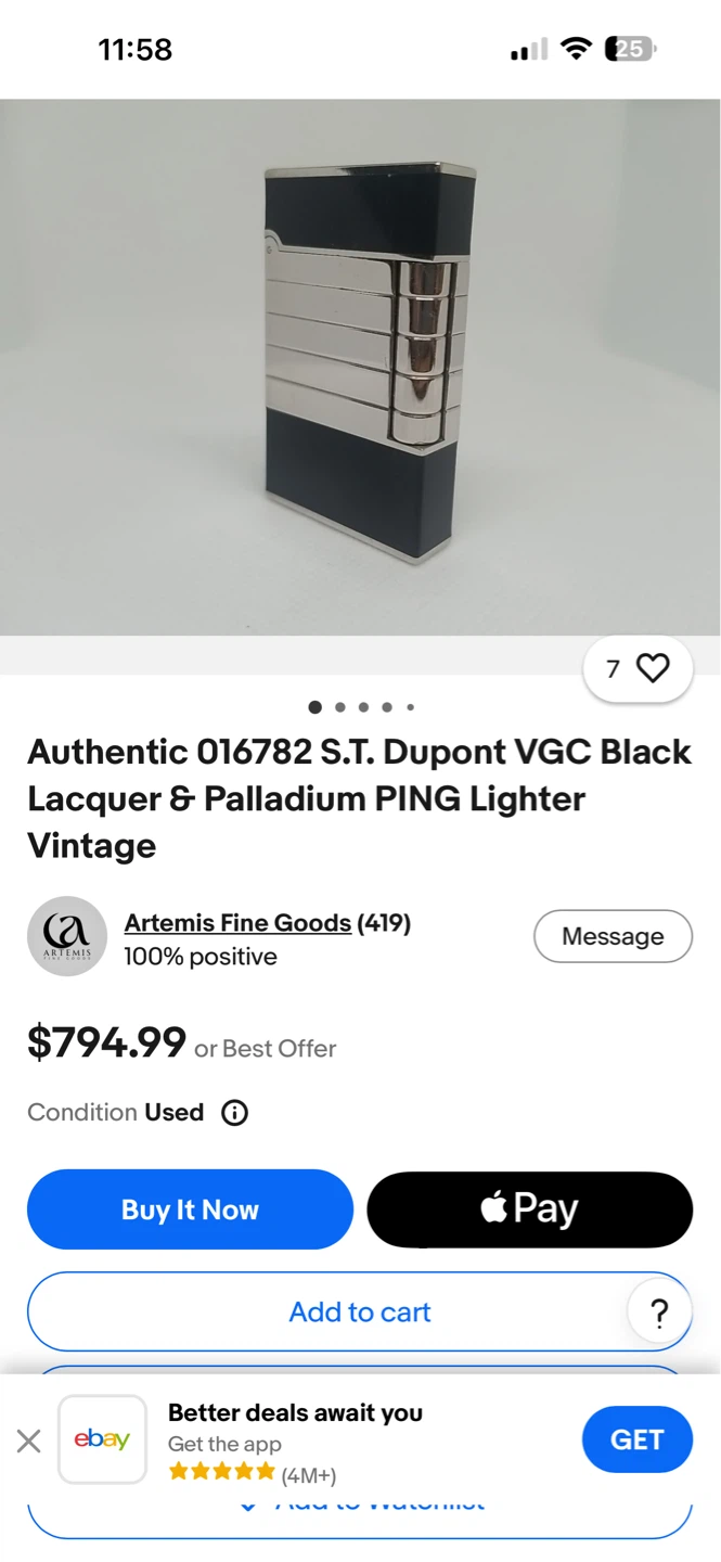 S.T. Dupont "Ping" Lighter - Black Lacquer & Palladium