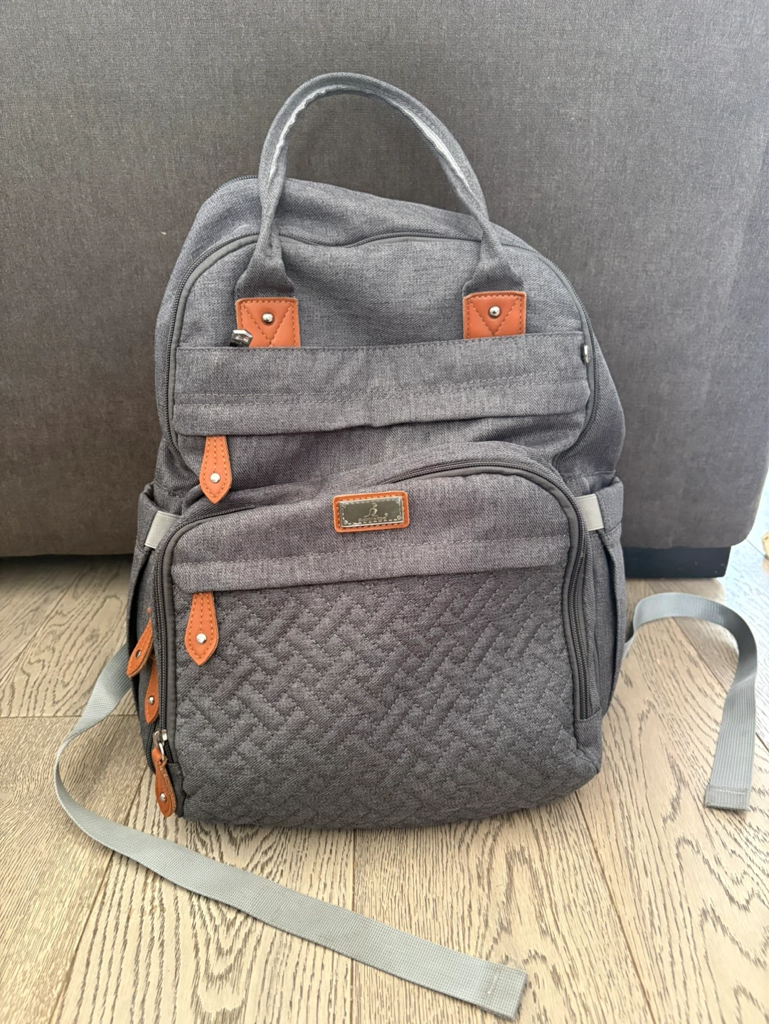 BabbleRoo Diaper Bag Backpack Grey