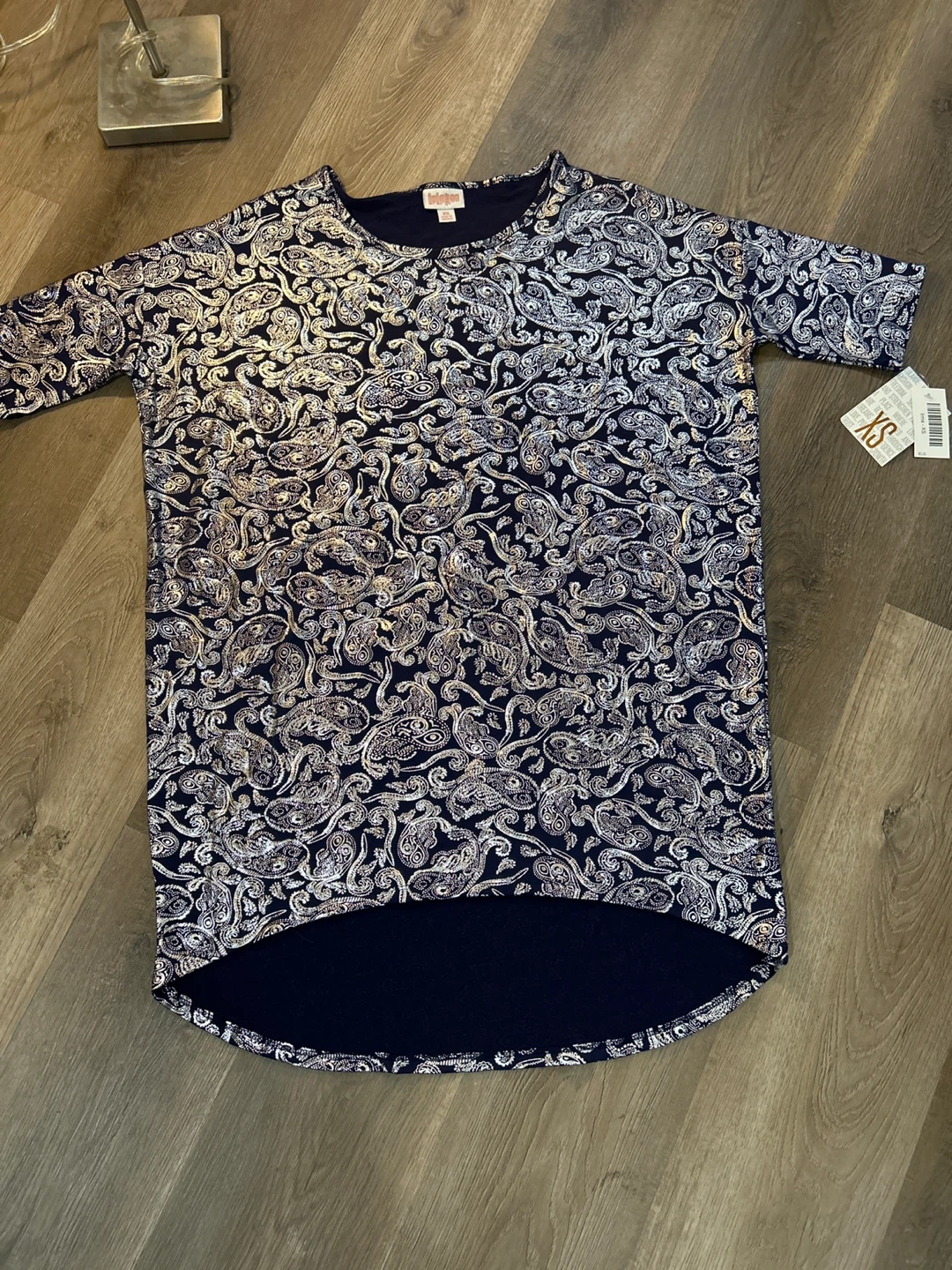 LuLaRoe Navy Paisley Print T-Shirt XS