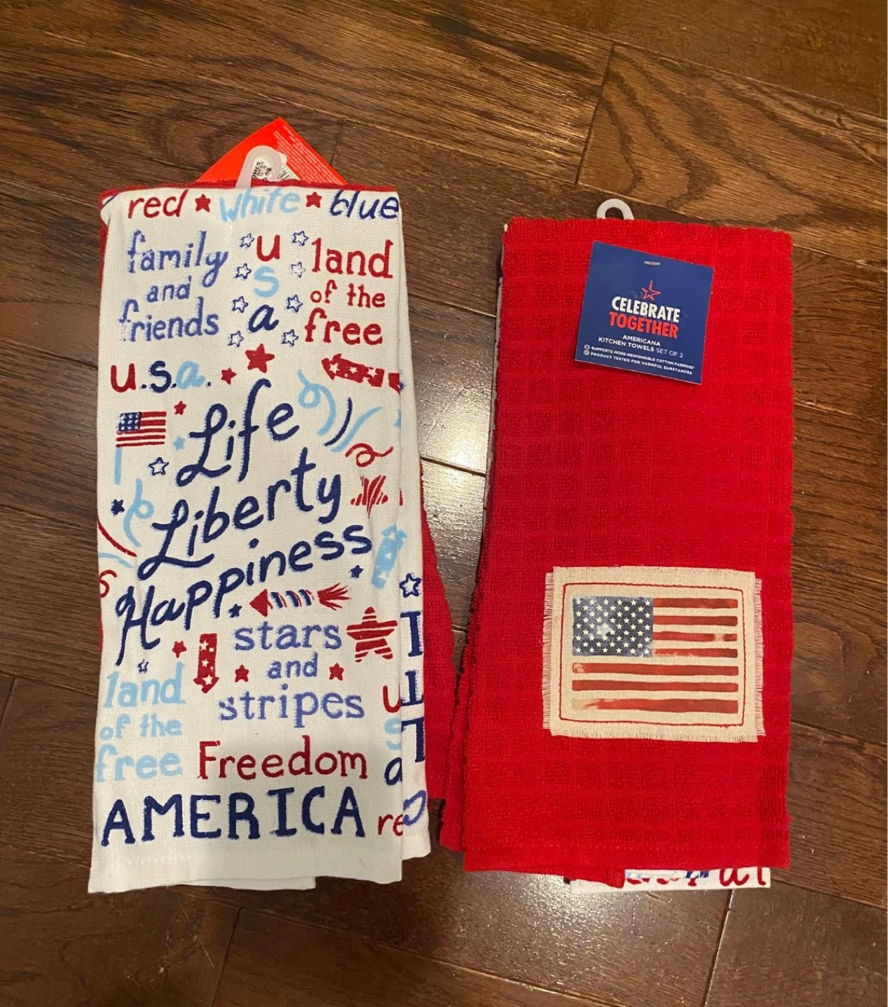 Lot of 2 Celebrate Together USA Themed Kitchen Towels (Set of 2)