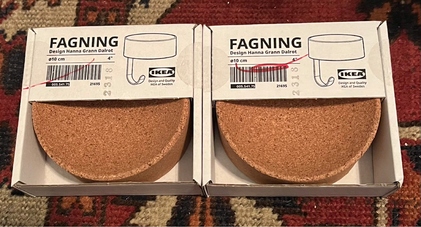 IKEA FAGNING Cork Wall Hook Set