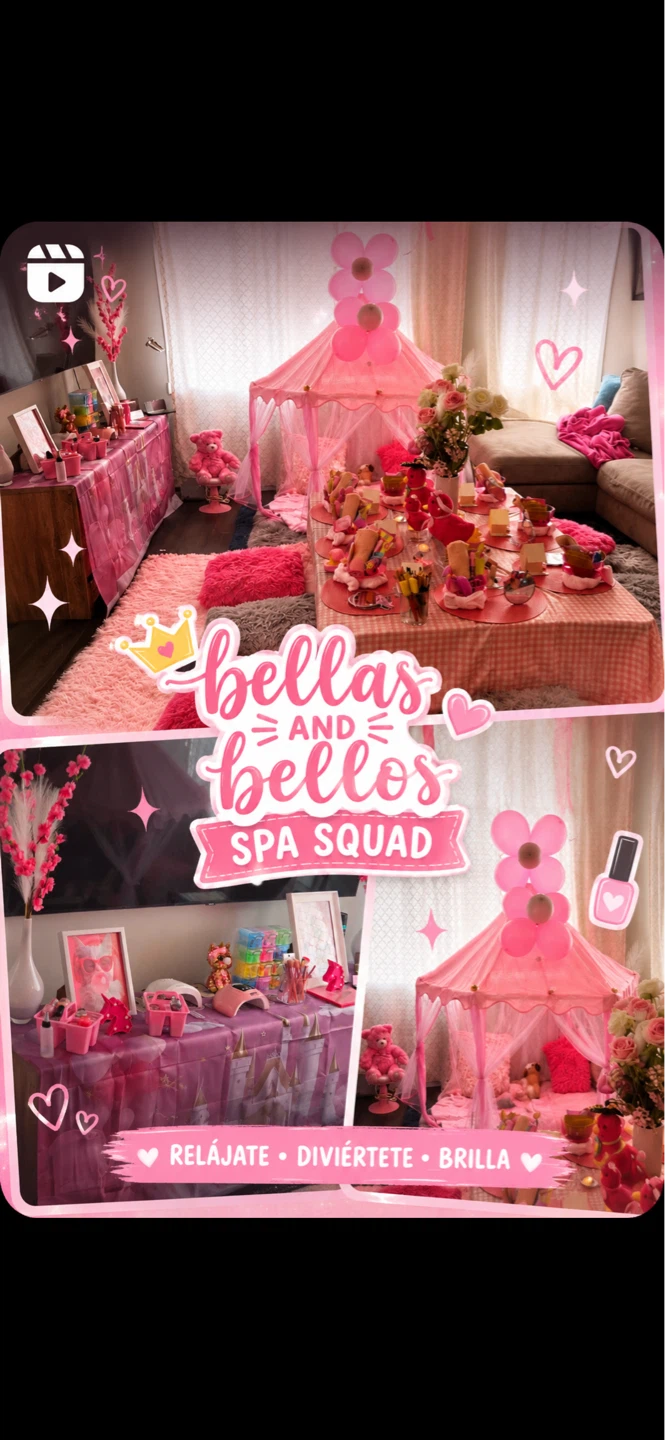 Bellas and Bellos Spa Squad Birthday Party Setup - photo 5