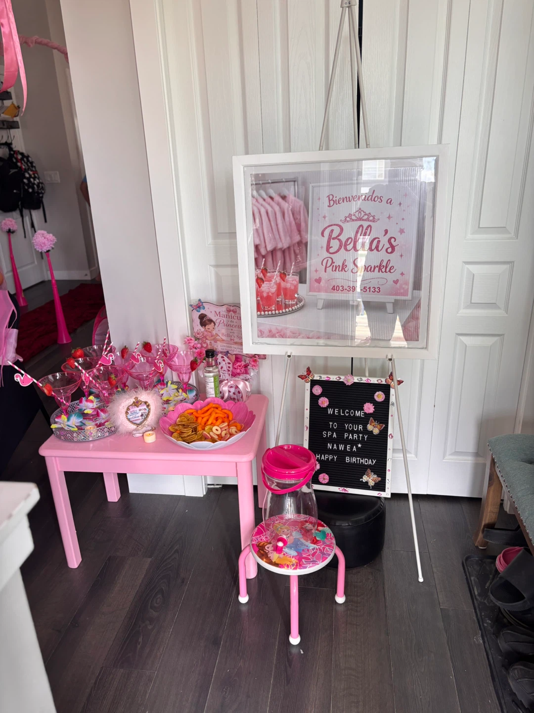 Bellas and Bellos Spa Squad Birthday Party Setup - photo 2