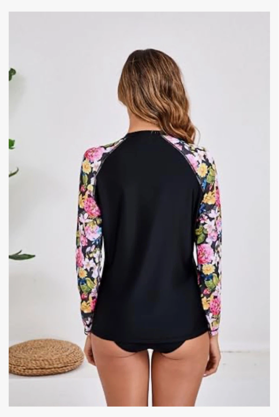 HALCURT Women's Long Sleeve Rash Guard Floral Print Top Size L - photo 2