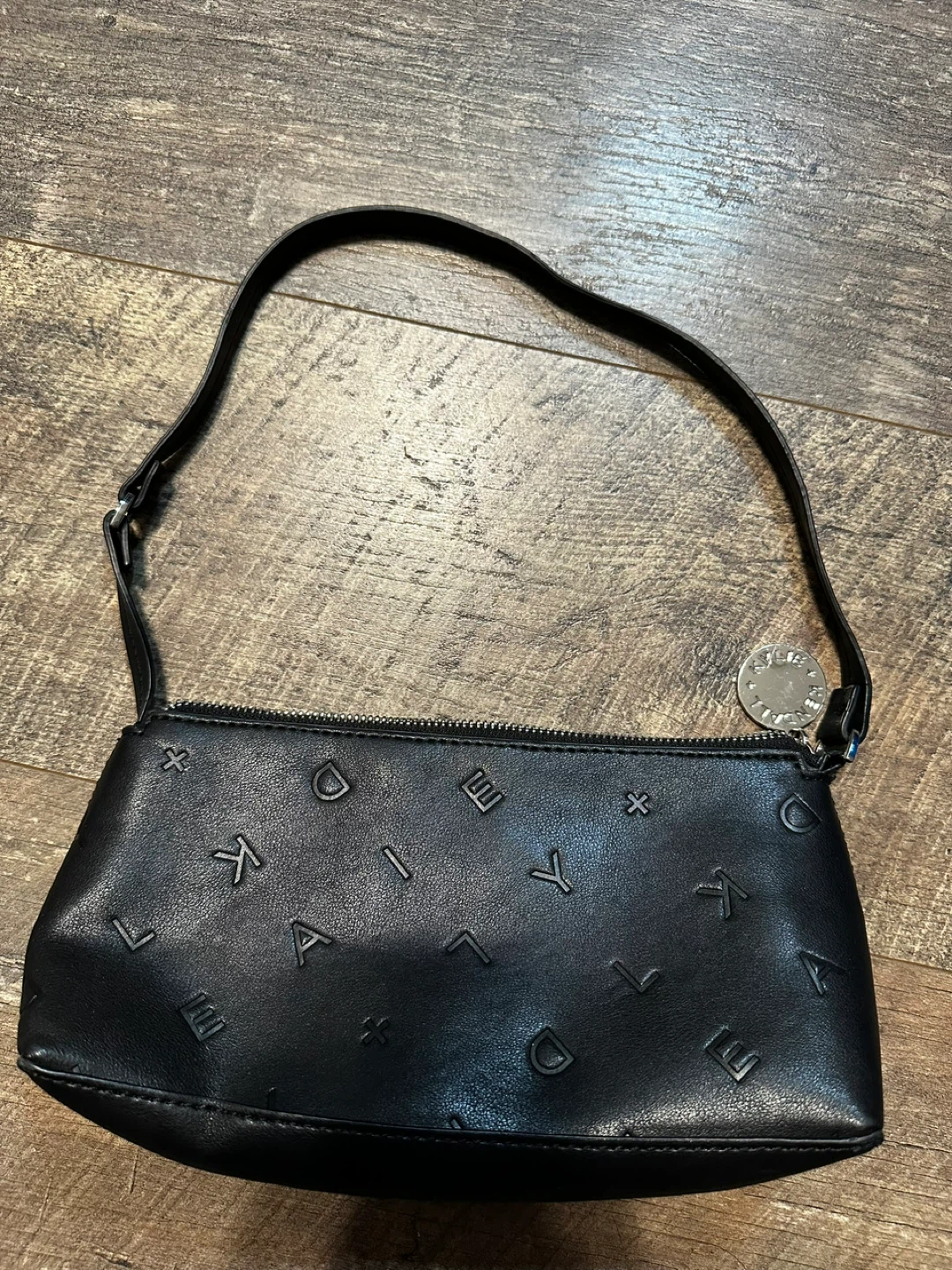 Kendall + Kylie Black Embossed Logo Shoulder Bag
