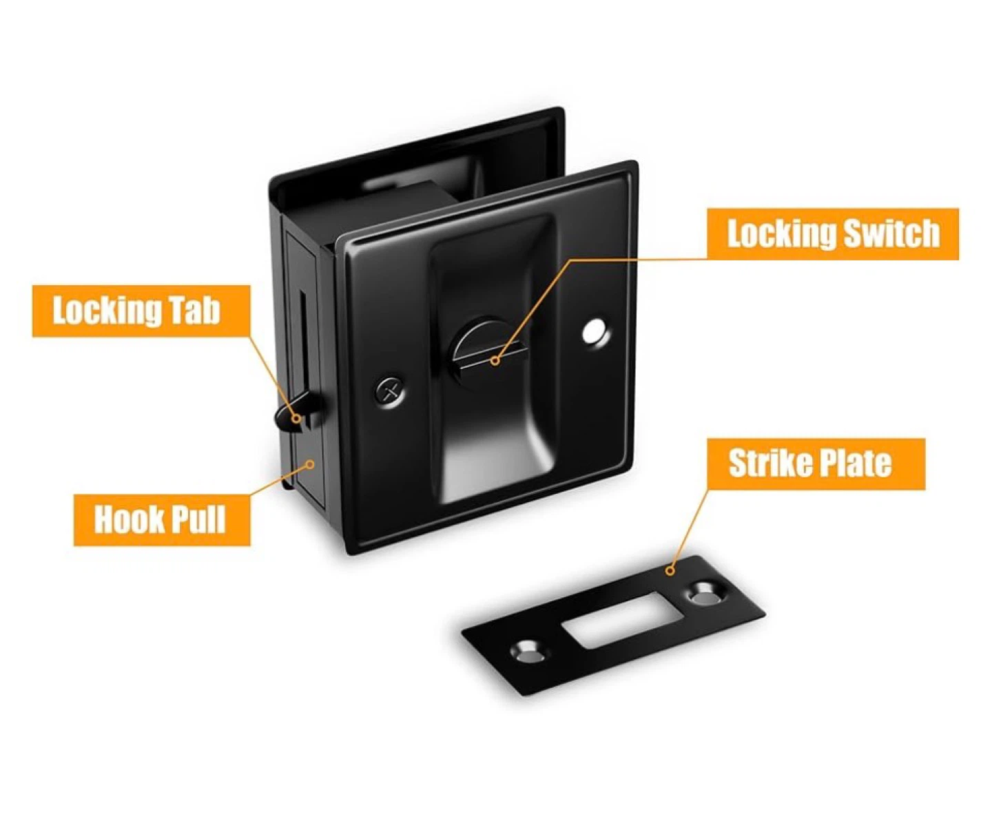 HILLMASTER Black Privacy Pocket Door Lock - photo 5