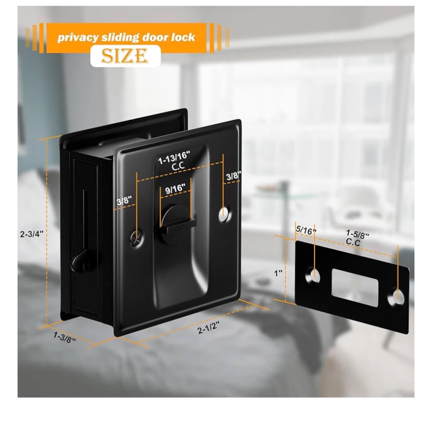 HILLMASTER Black Privacy Pocket Door Lock - photo 2