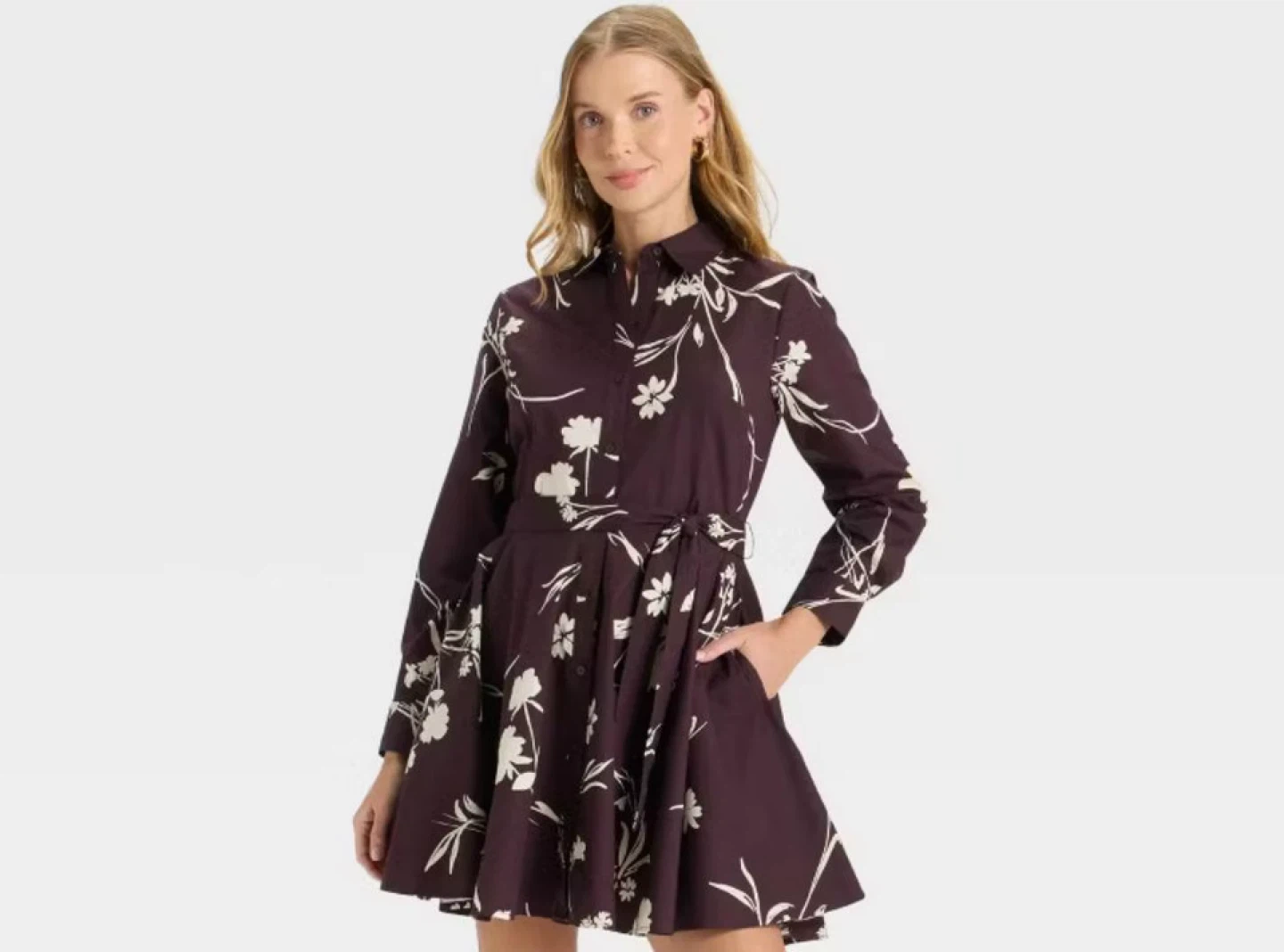 Women's Floral Print Shirt Dress