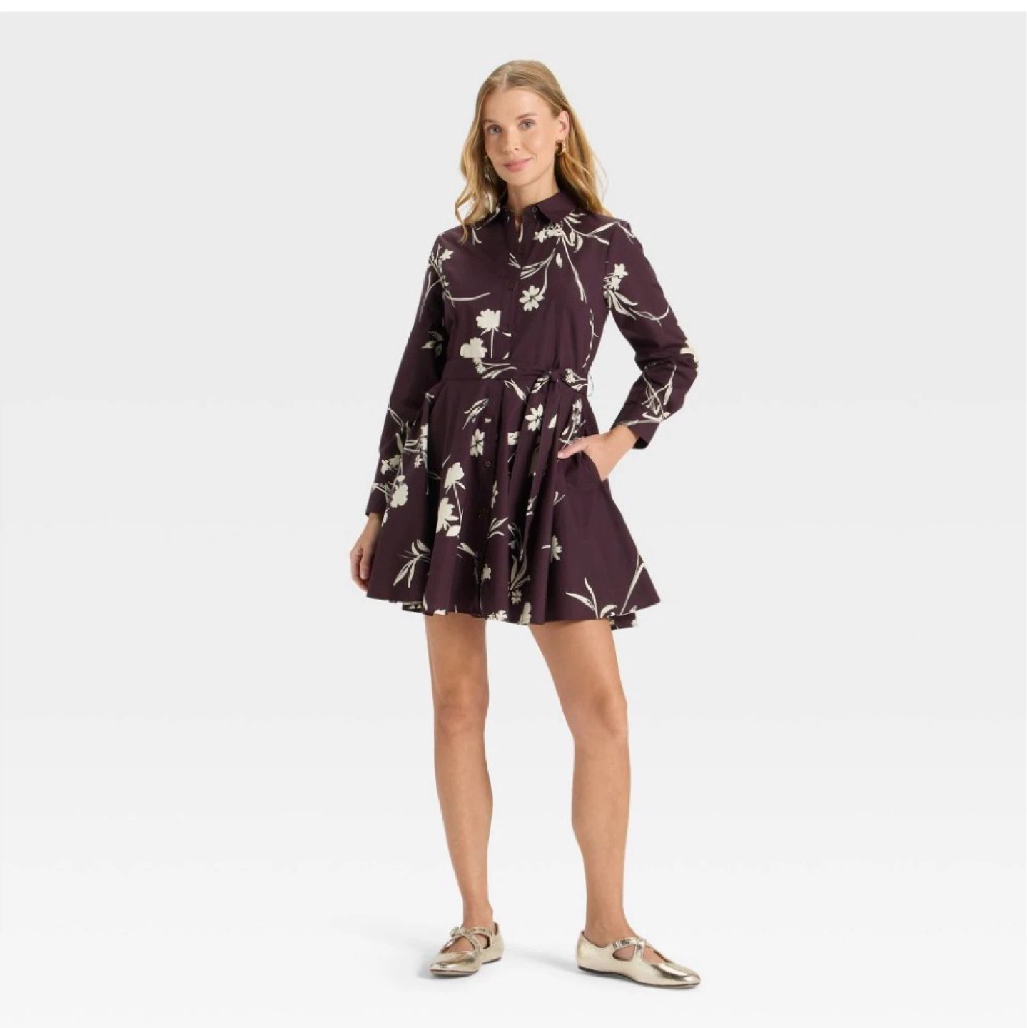 Women's Floral Print Shirt Dress - photo 3