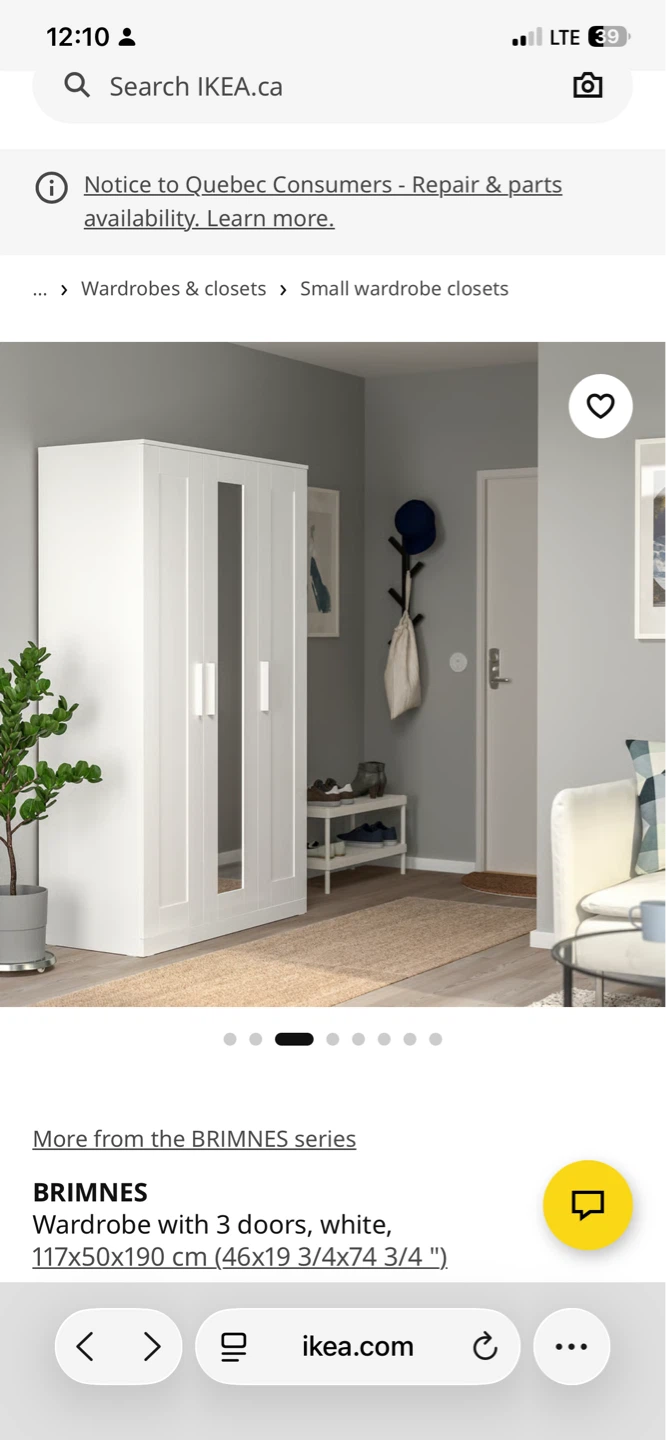 IKEA BRIMNES Wardrobe with 3 doors, white - photo 2