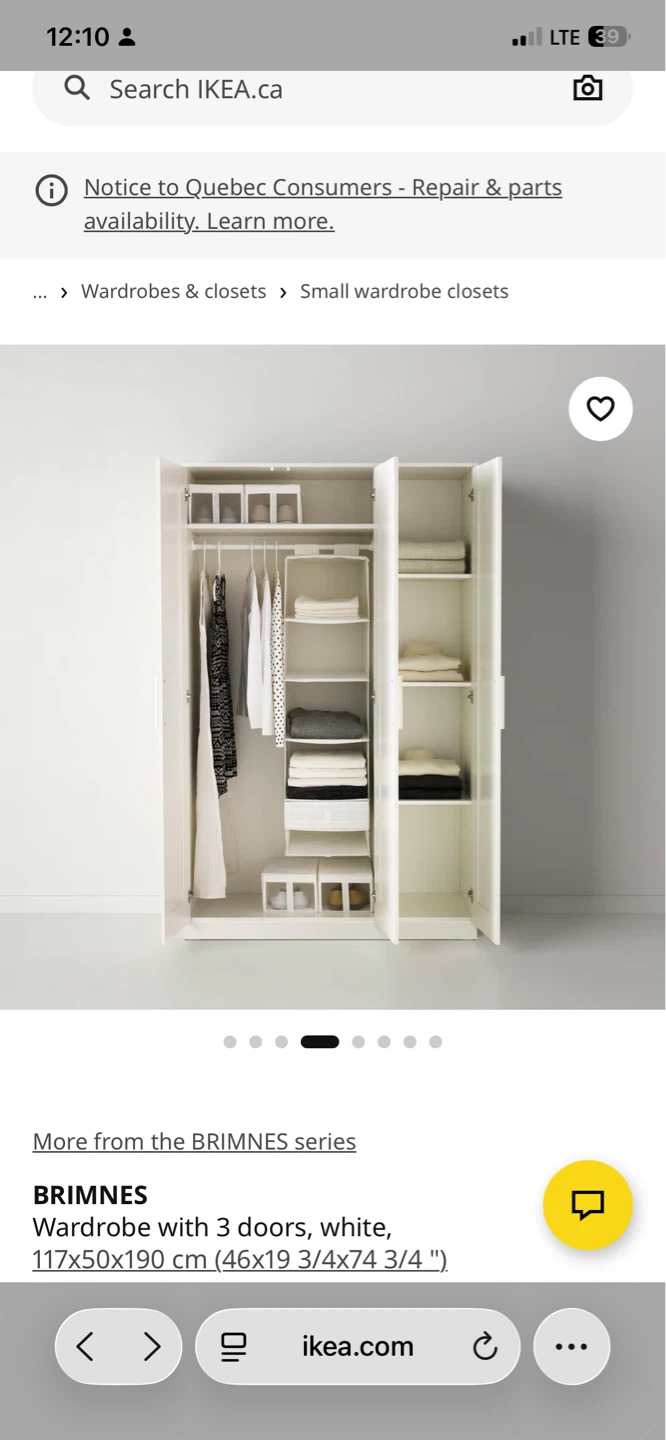 IKEA BRIMNES Wardrobe with 3 doors, white - photo 3