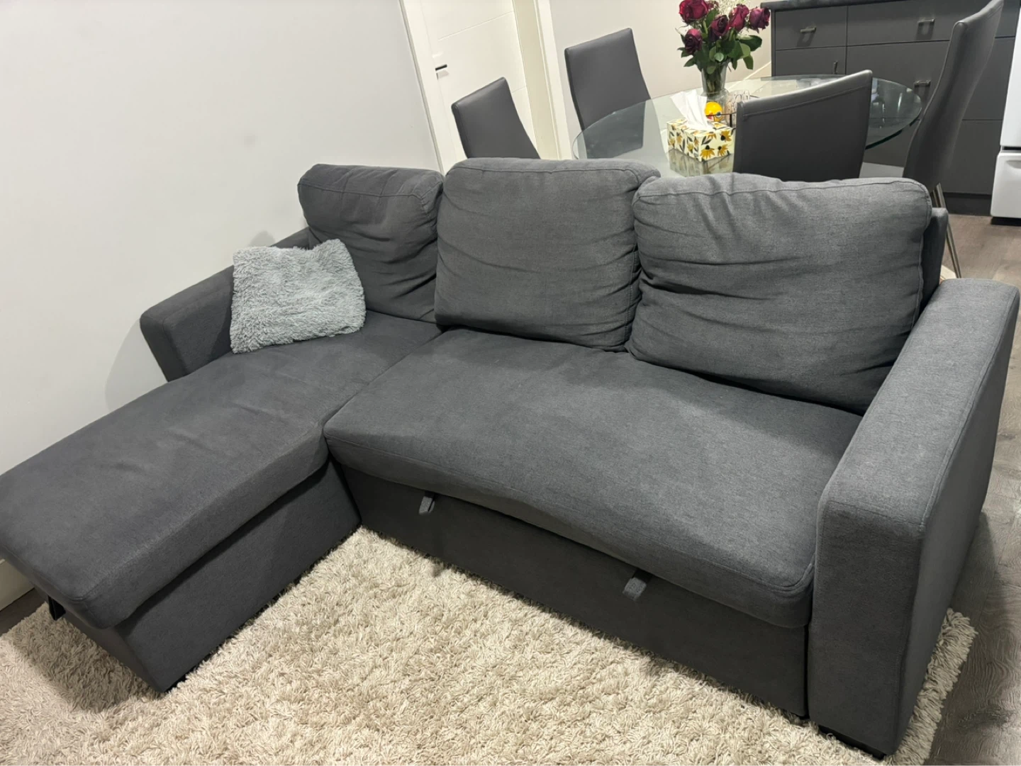 Grey Sectional Sofa with Storage