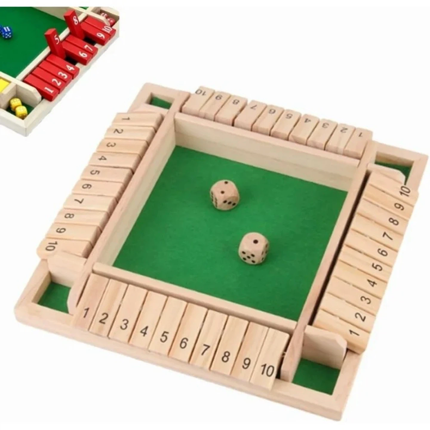 Wooden "Shut the Box" Dice Game