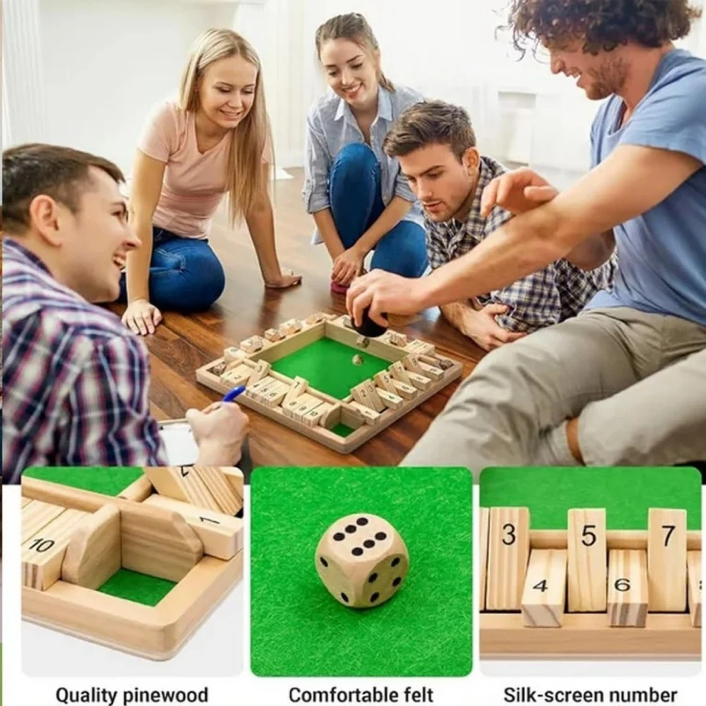 Wooden "Shut the Box" Dice Game - photo 2