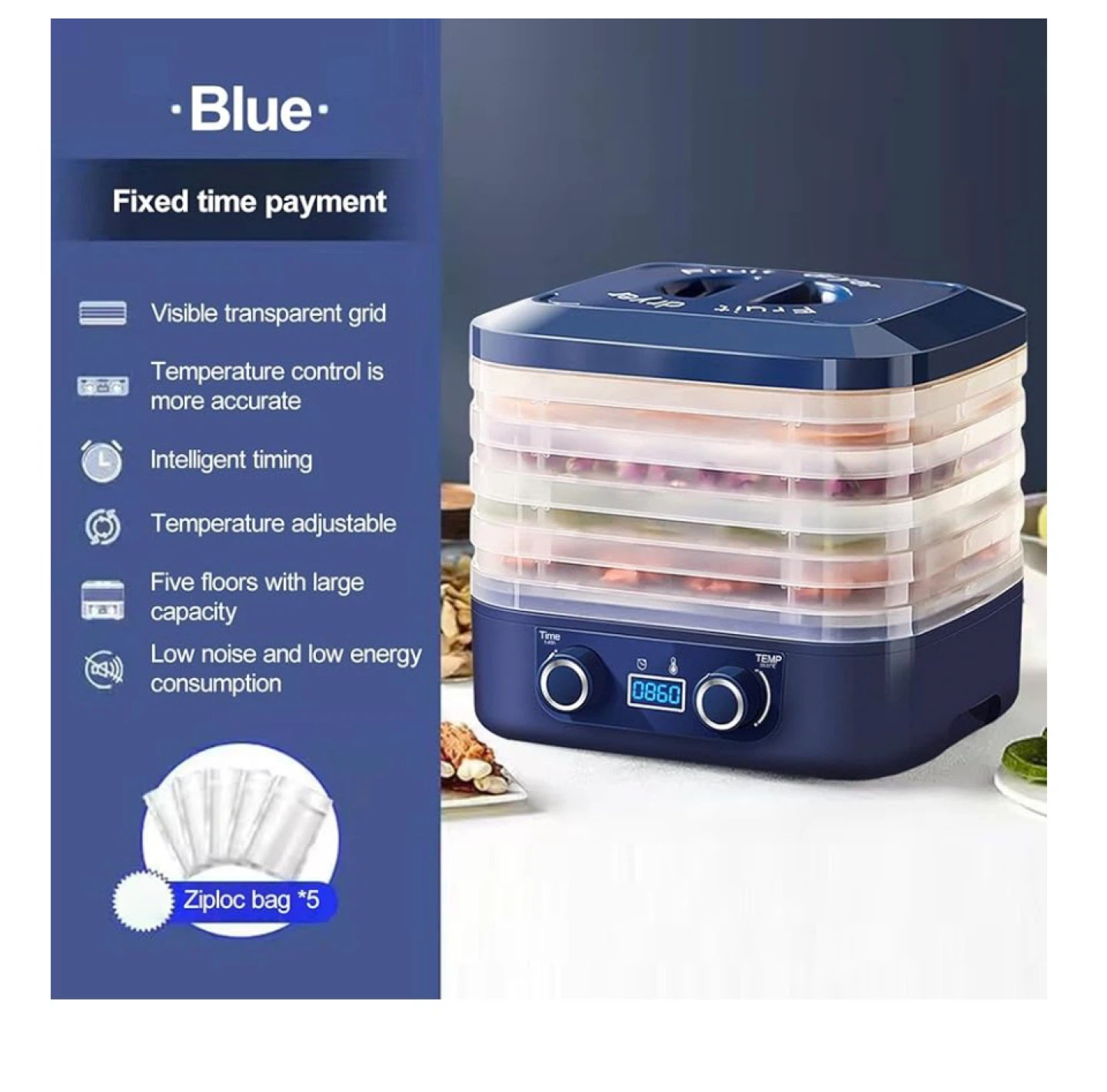 Blue 5-Tier Food Dehydrator - photo 2