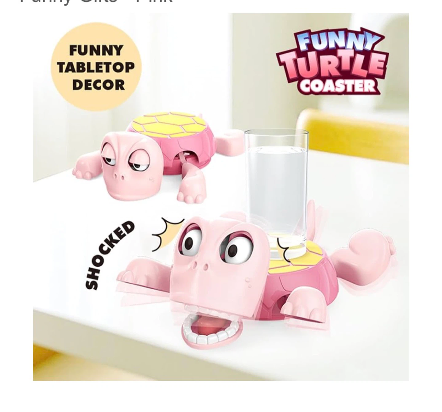 Funny Turtle Coaster - Pink Plastic Novelty Drink Holder - photo 3