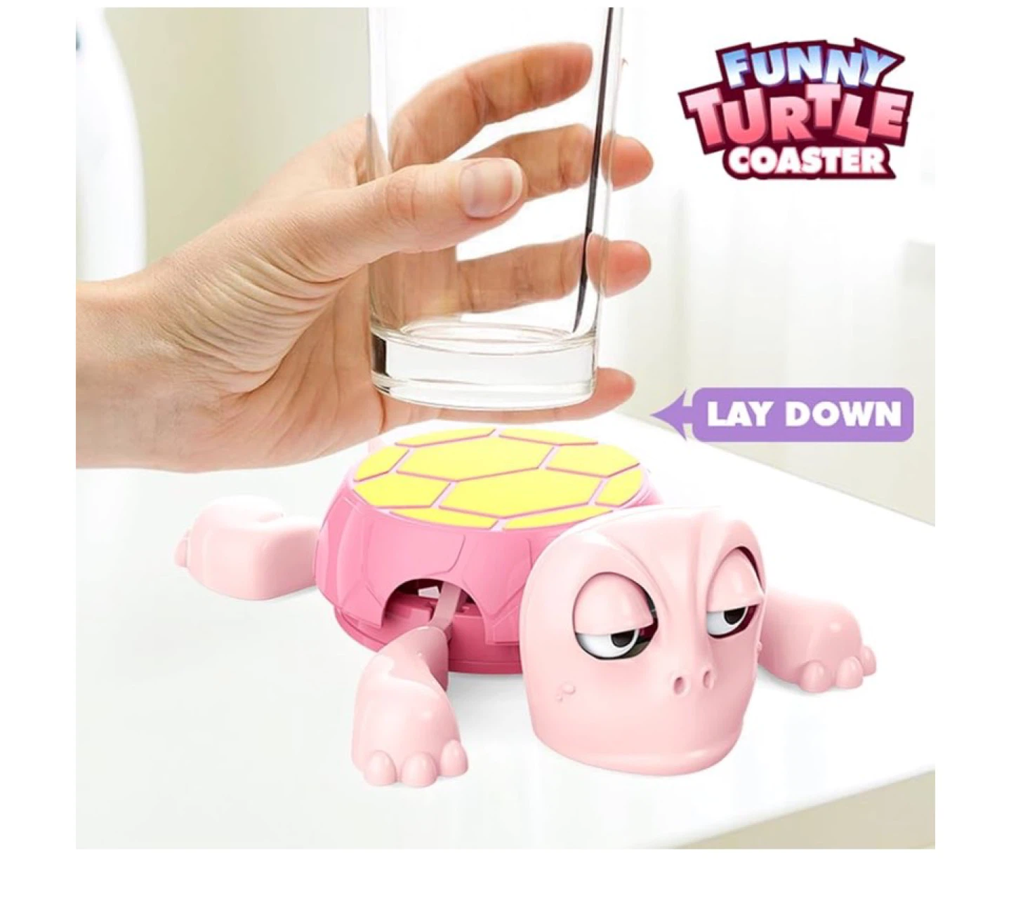 Funny Turtle Coaster - Pink Plastic Novelty Drink Holder - photo 4