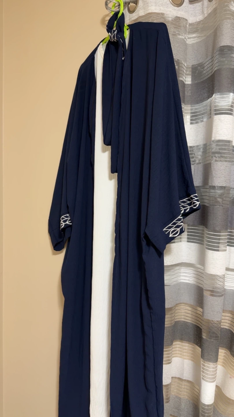 Navy Blue Abaya with White Inner Dress