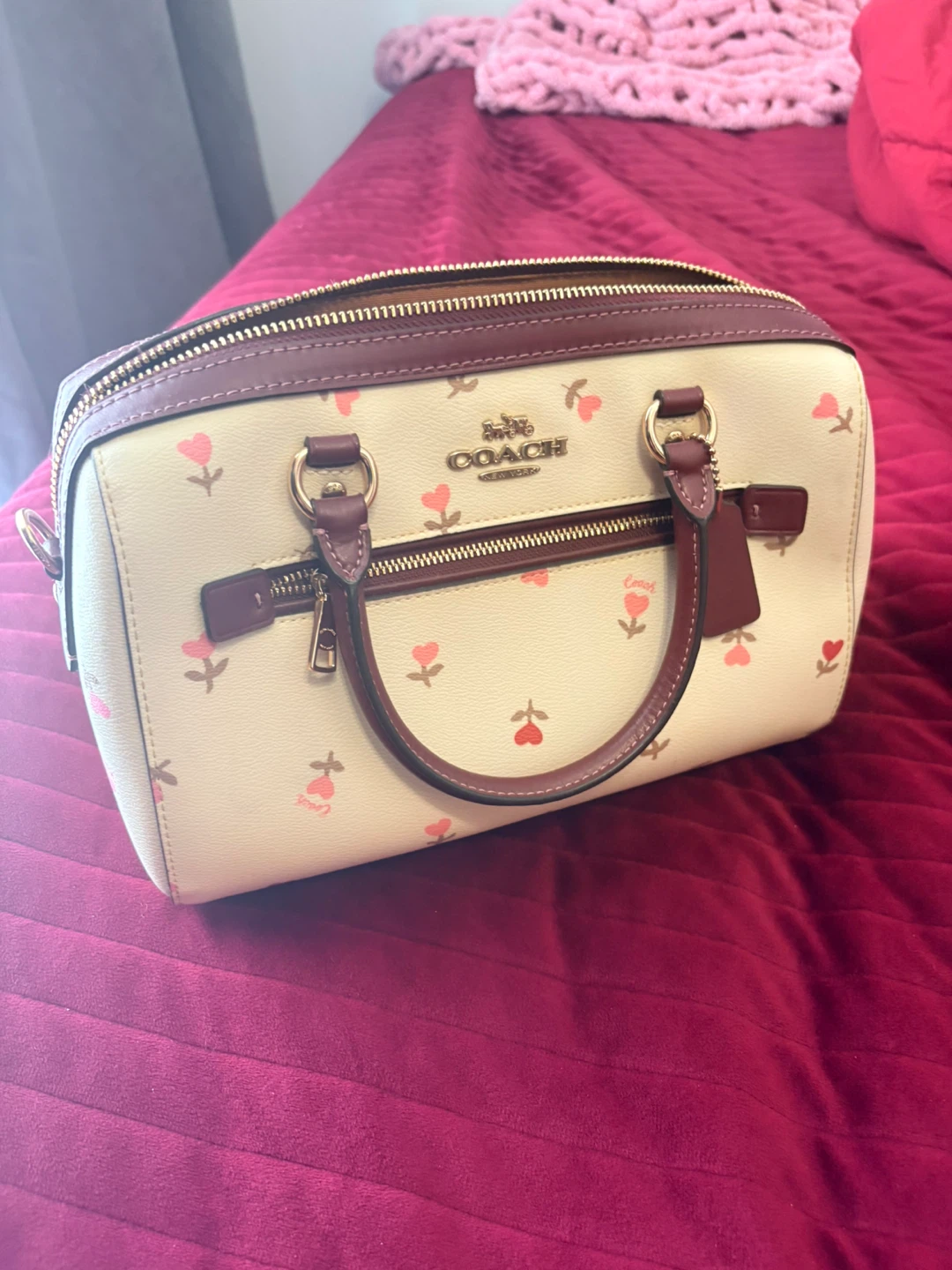 Coach Shoulder Bag with Heart Pattern