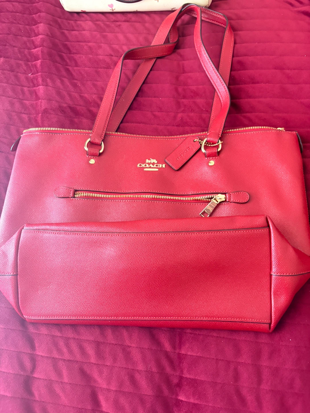 Red Coach Tote Bag