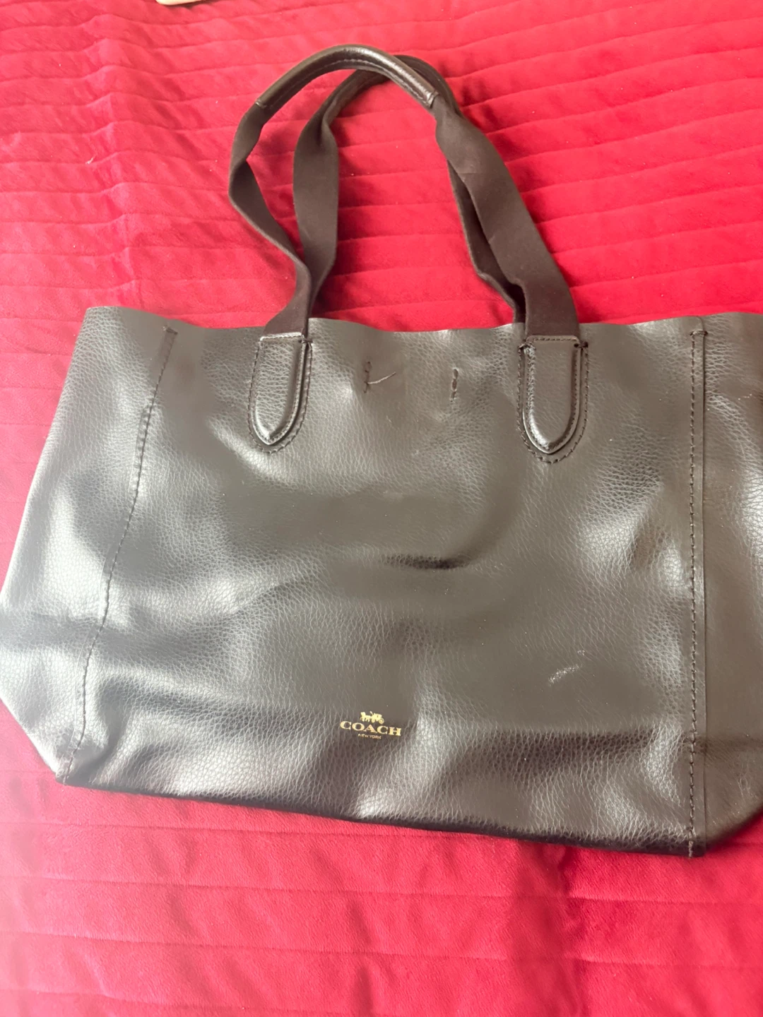 Coach Black Leather Tote Bag