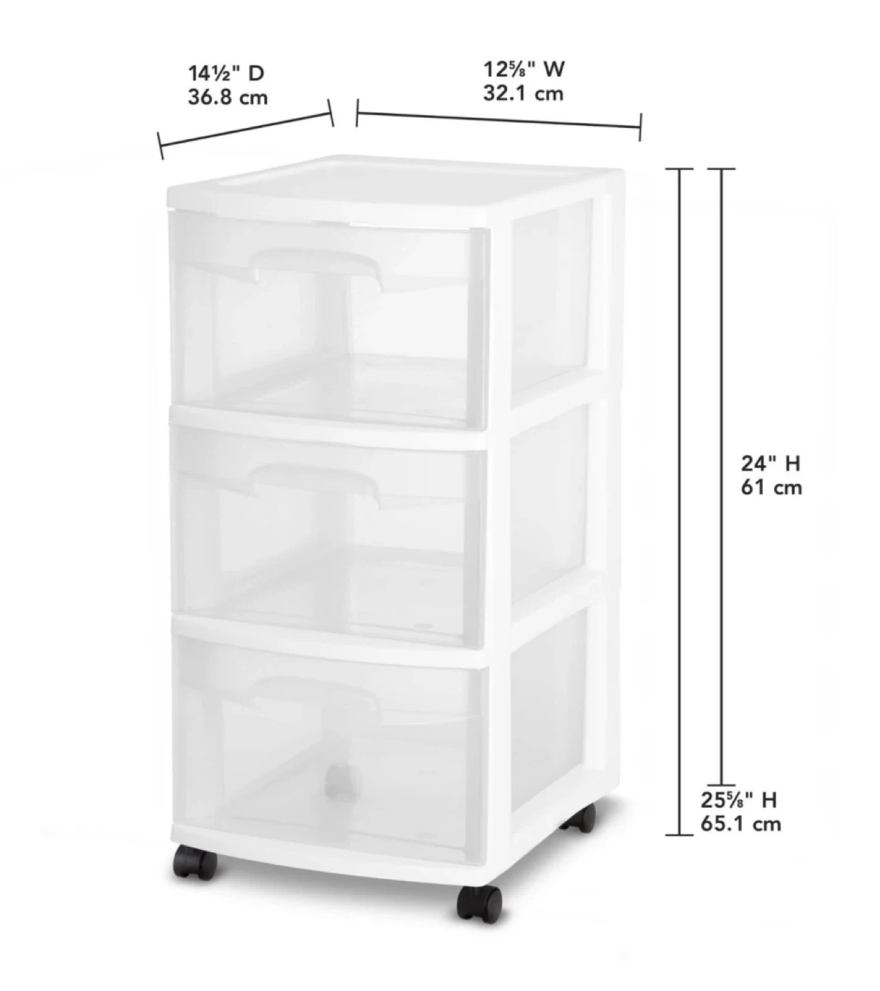 Sterilite 3-Drawer Rolling Storage Cart - photo 4