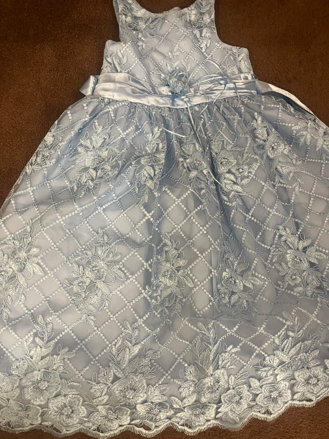 Girls Light Blue Lace Formal Dress - photo 2