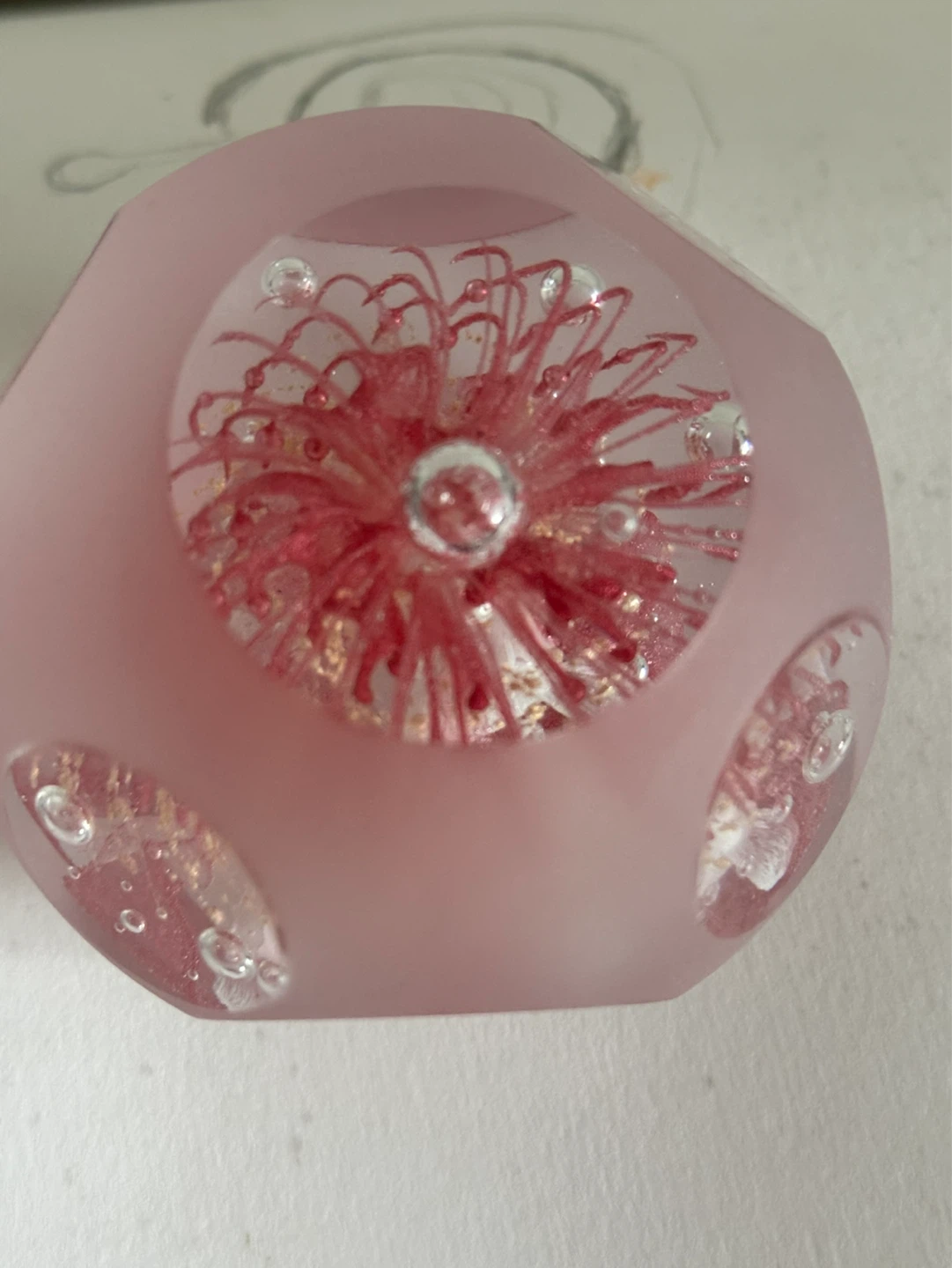 Faceted Frosted Art Glass Paperweight - photo 4