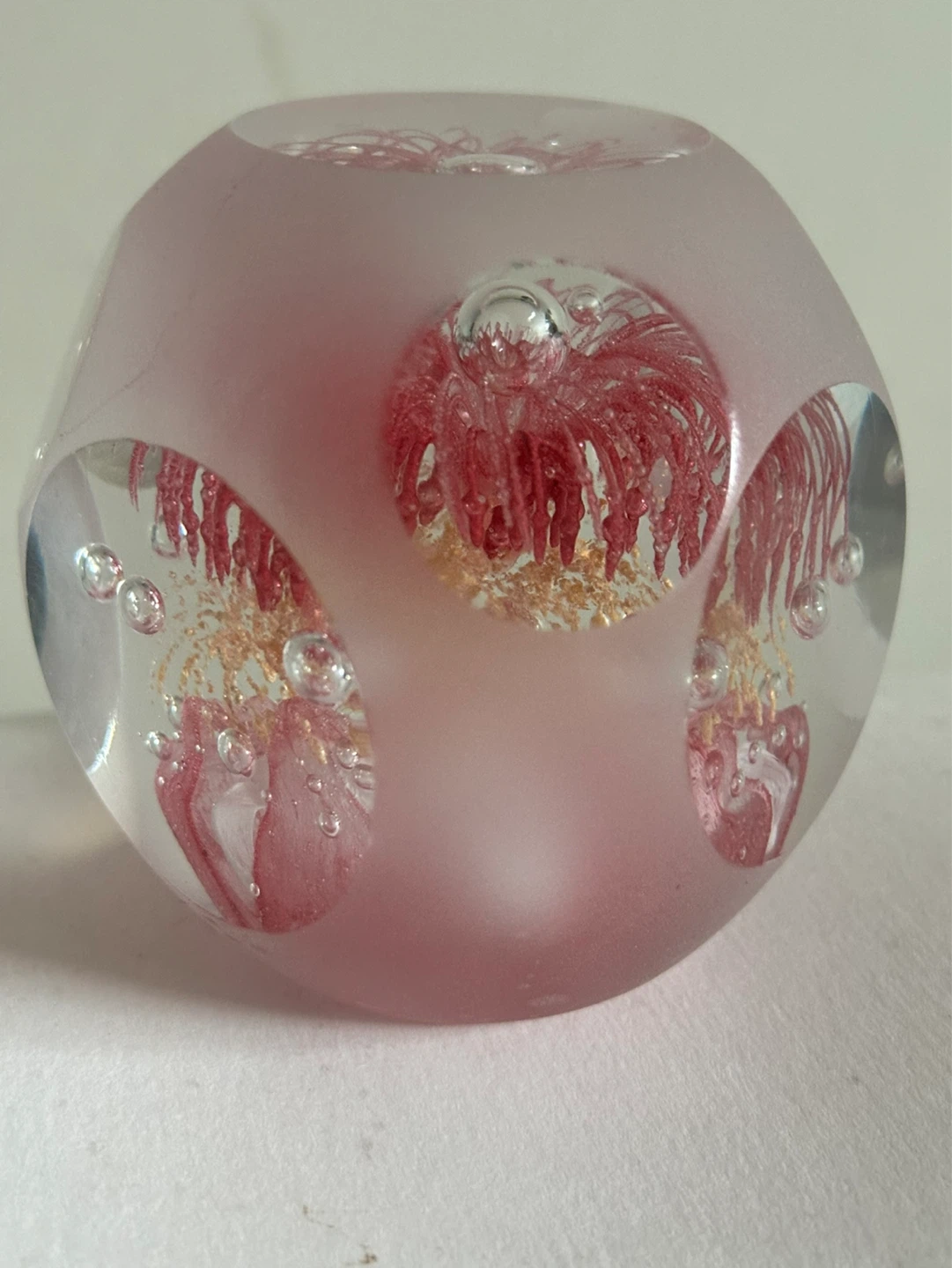 Faceted Frosted Art Glass Paperweight - photo 2