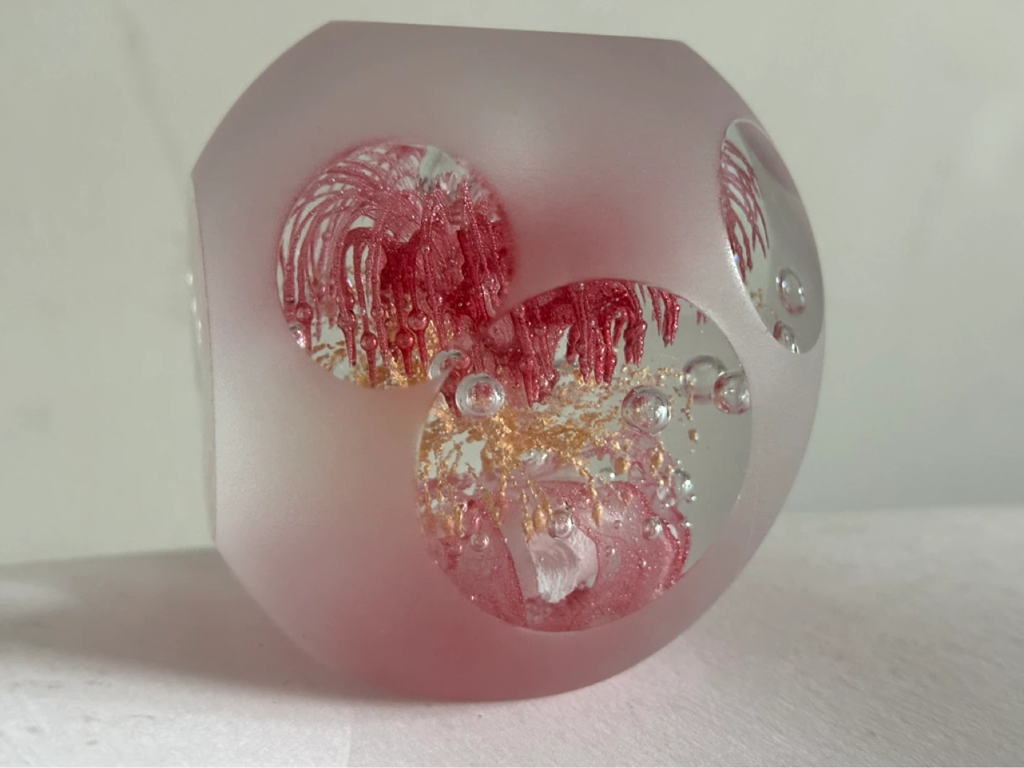 Faceted Frosted Art Glass Paperweight - photo 5