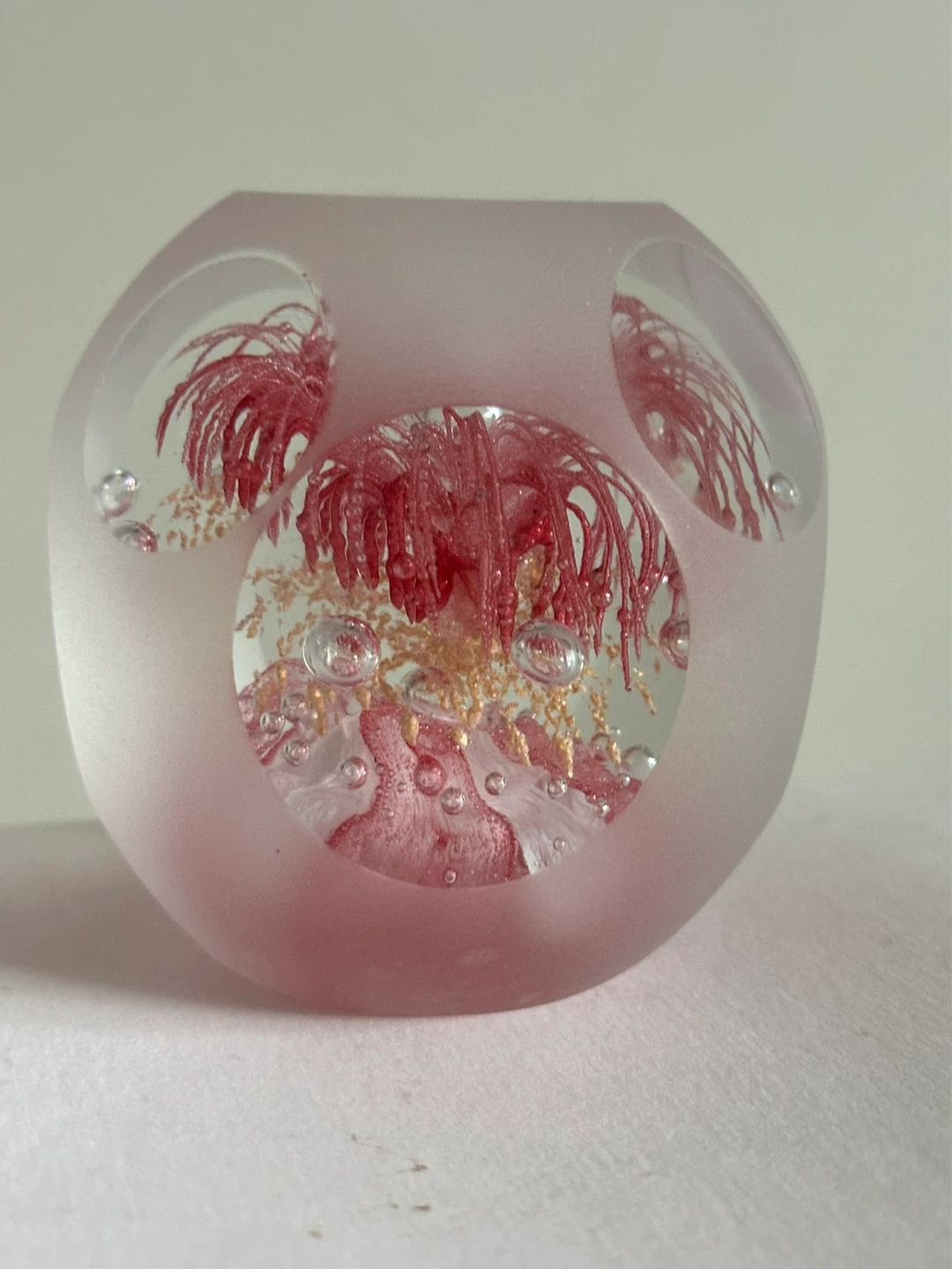 Faceted Frosted Art Glass Paperweight