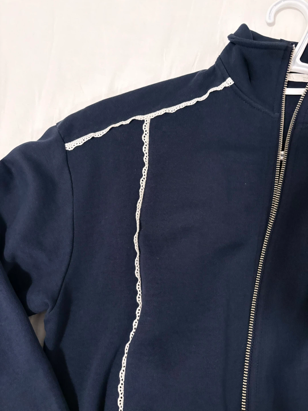 Zara Lace Trim Blue Zip Up Jacket - photo 2