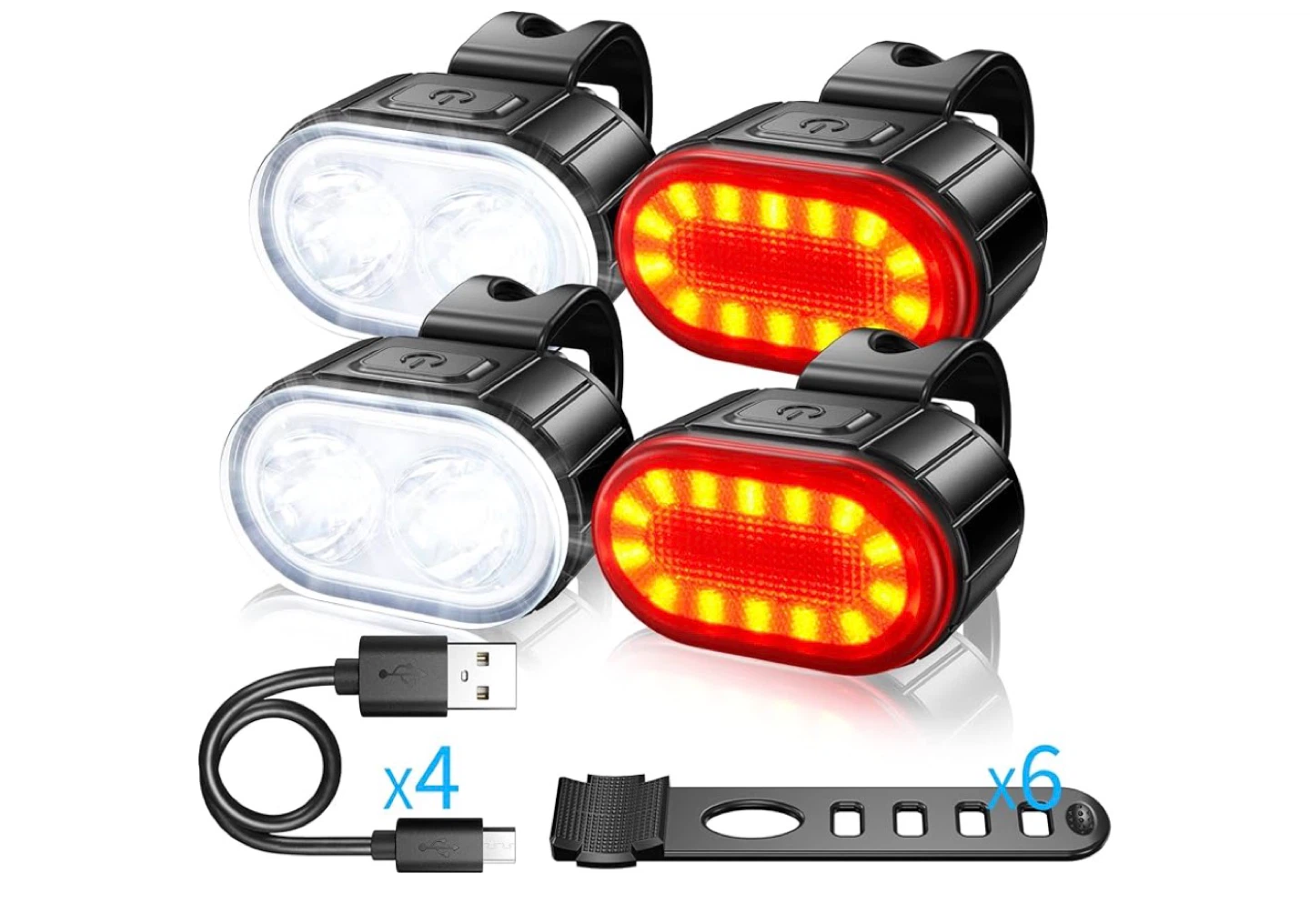 USB Rechargeable Bike Light Set 2set