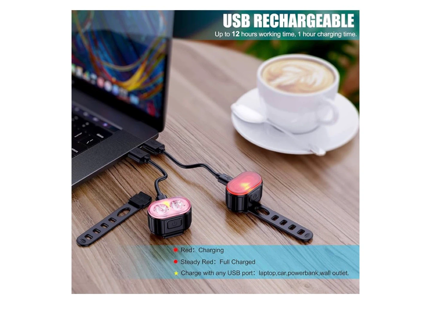 USB Rechargeable Bike Light Set 2set - photo 4