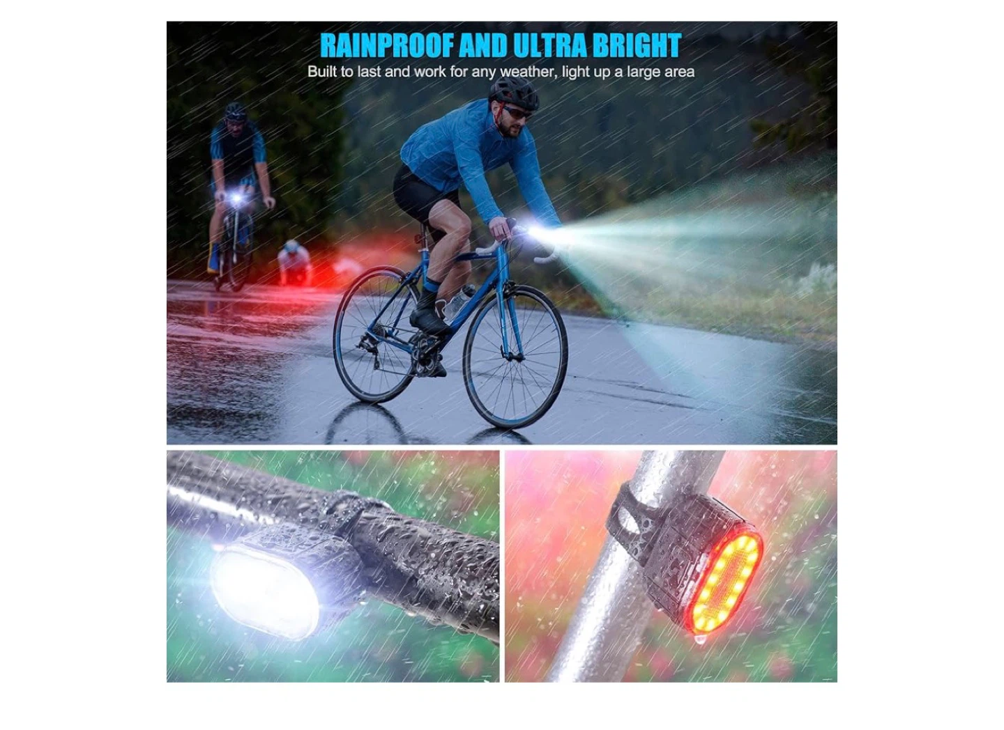 USB Rechargeable Bike Light Set 2set - photo 5