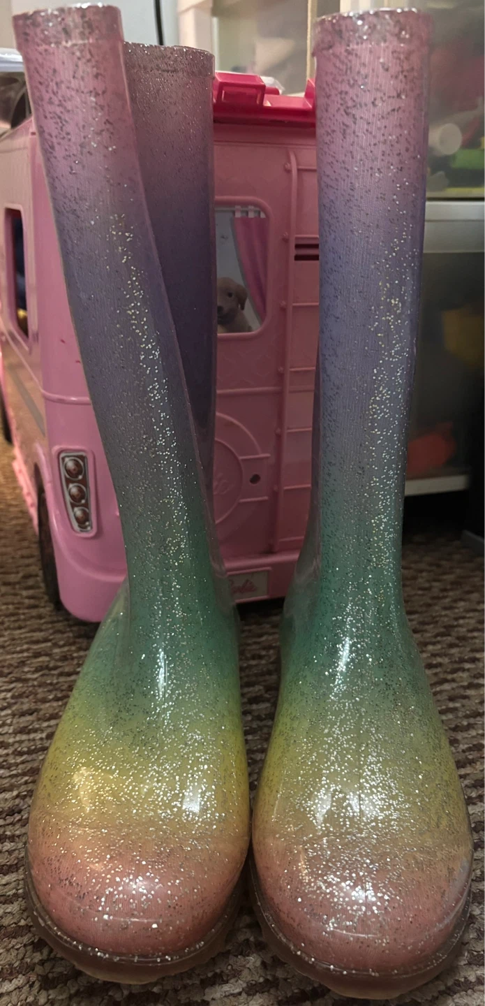 Children's Rainbow Glitter Rain Boot ~ Size 3