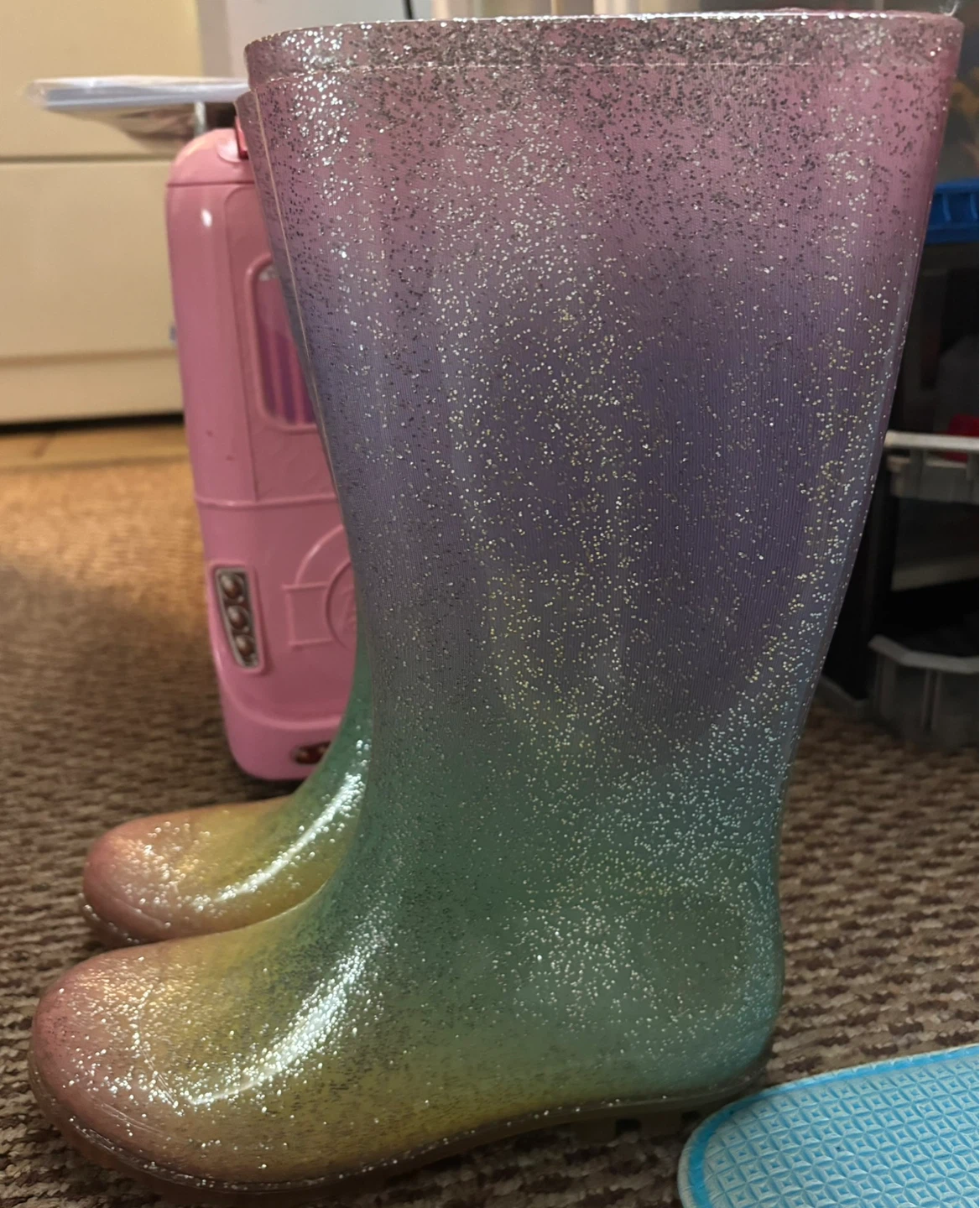 Children's Rainbow Glitter Rain Boot ~ Size 3 - photo 2