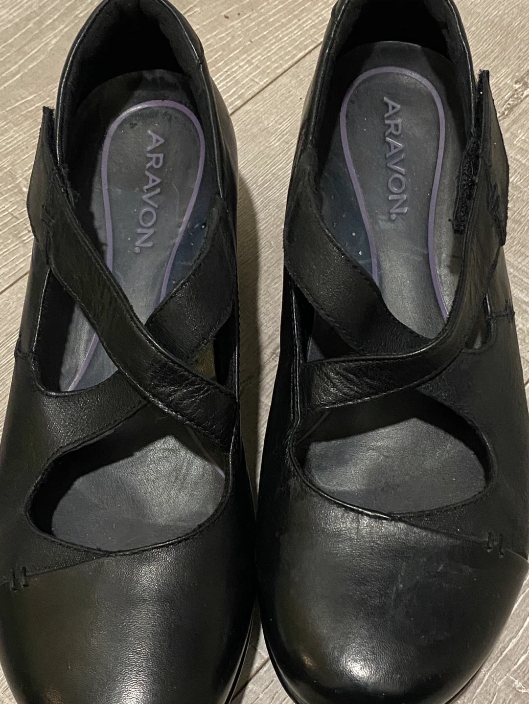Aravon Black Leather Mary Jane Shoes Size 8.5 - photo 5