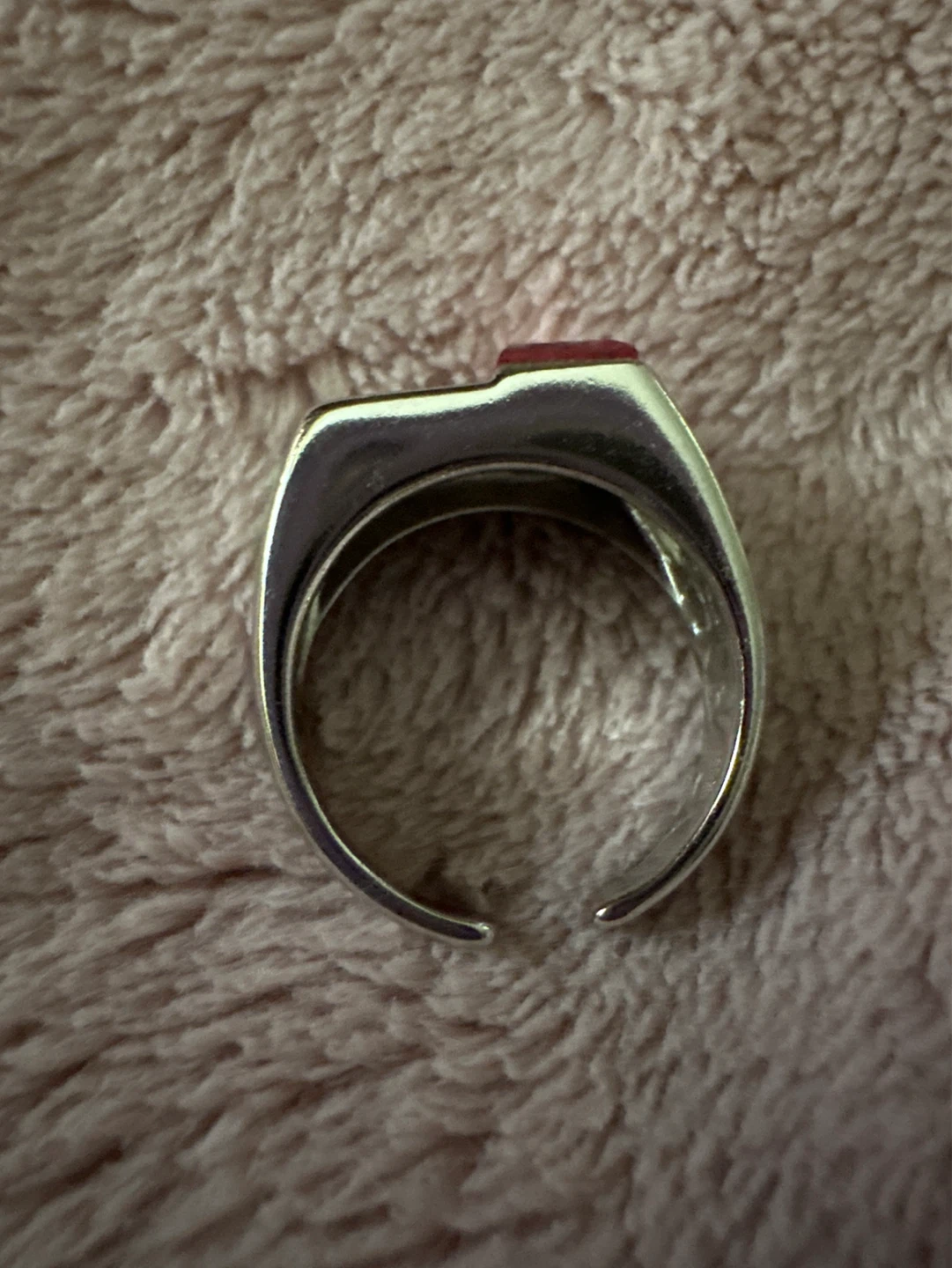 Silver Tone Ring with Red Square Stone - photo 2