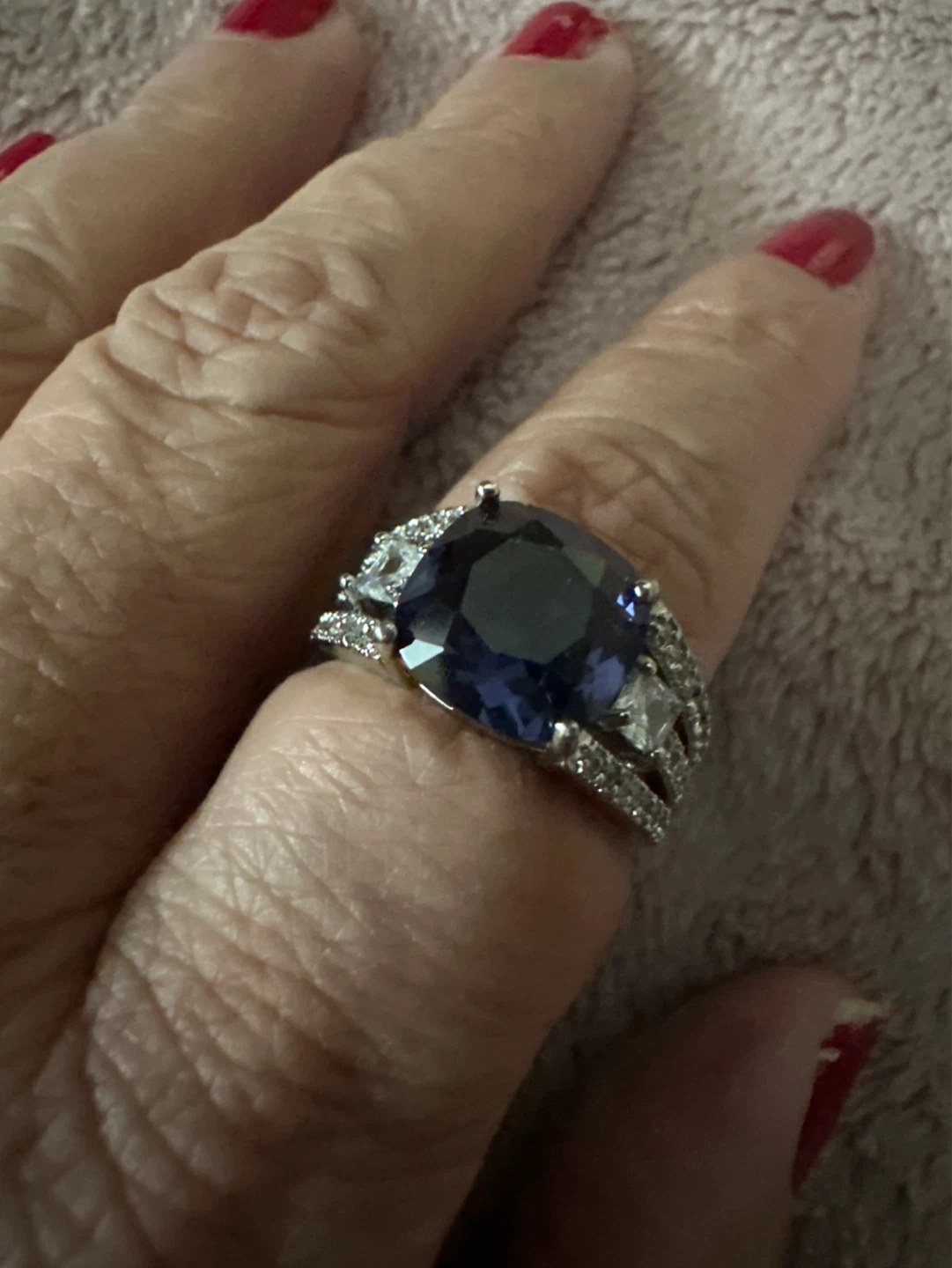 Statement Ring with Large Blue Stone
