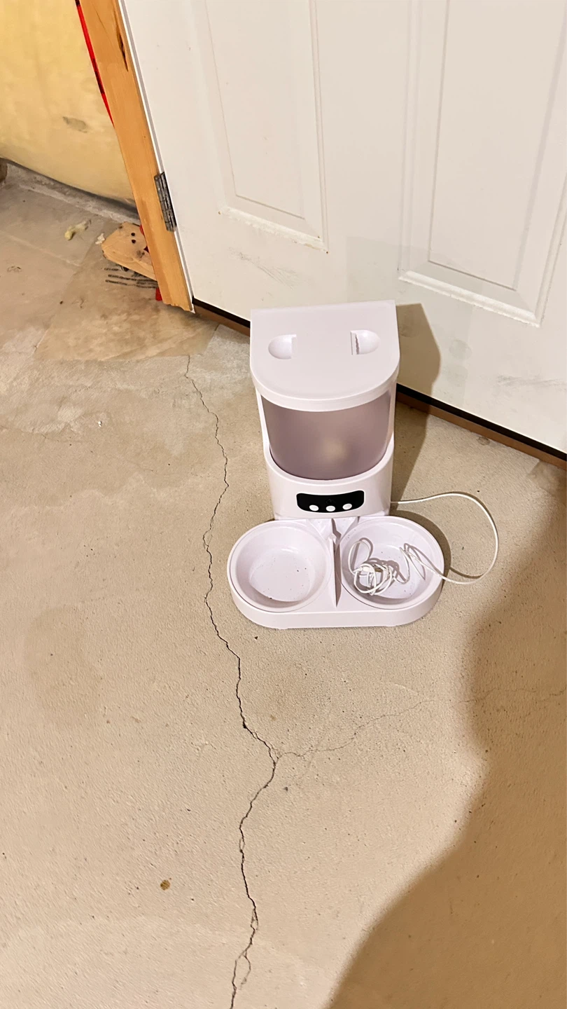 White Automatic Pet Feeder with Double Bowls